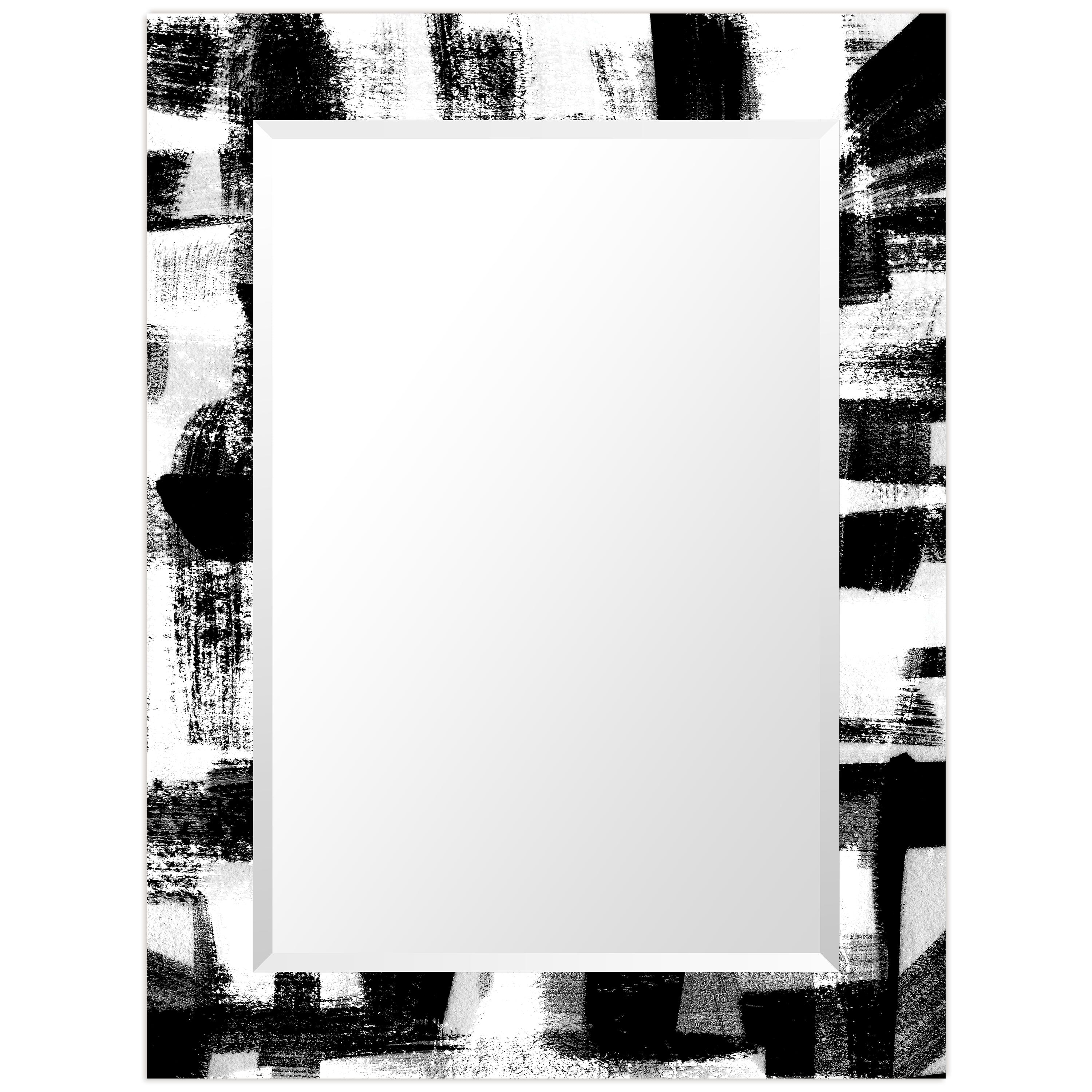 Frameless Rectangular 40" x 30" Black and White Mirror