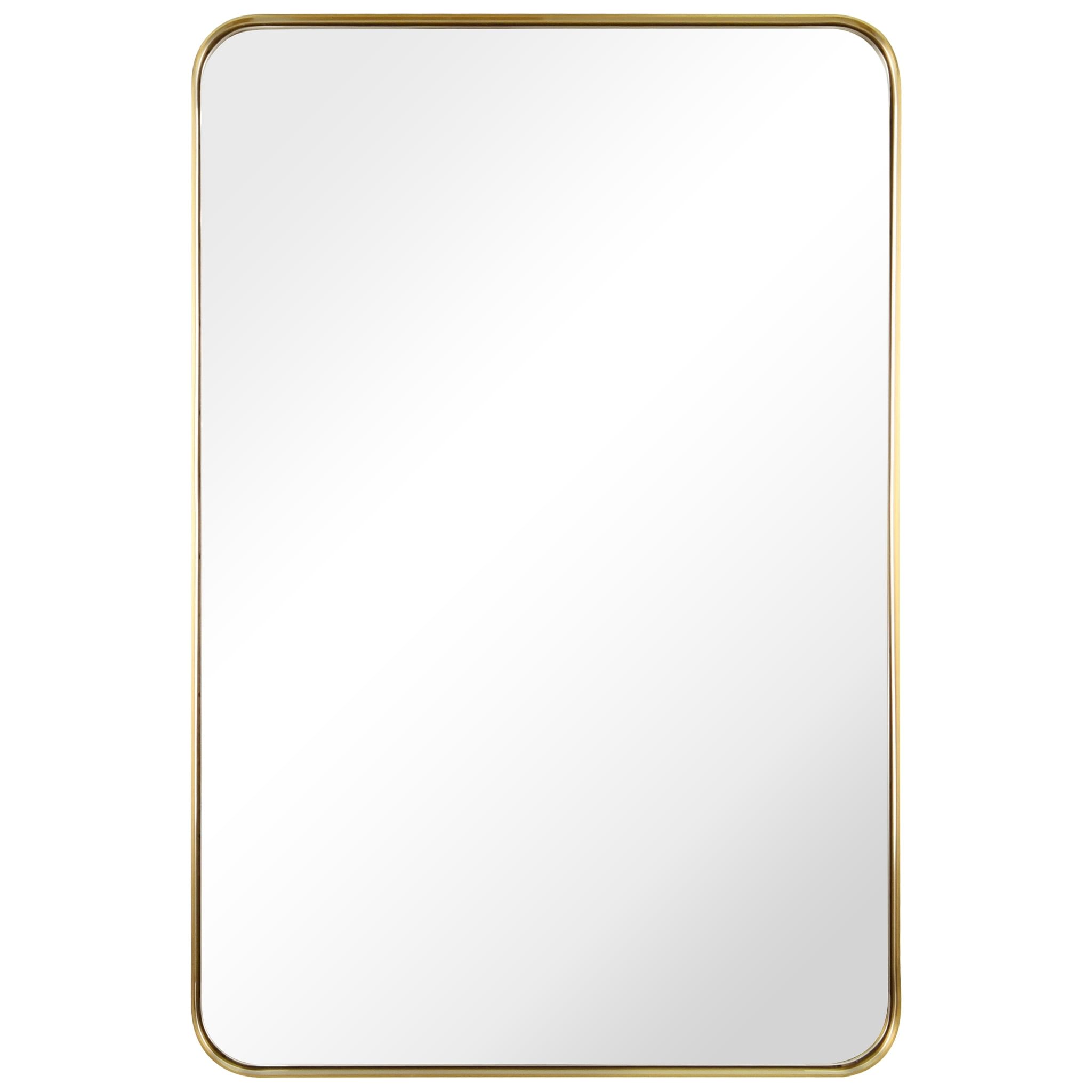 Elegant Brushed Gold Stainless Steel 24" x 36" Rectangular Wall Mirror