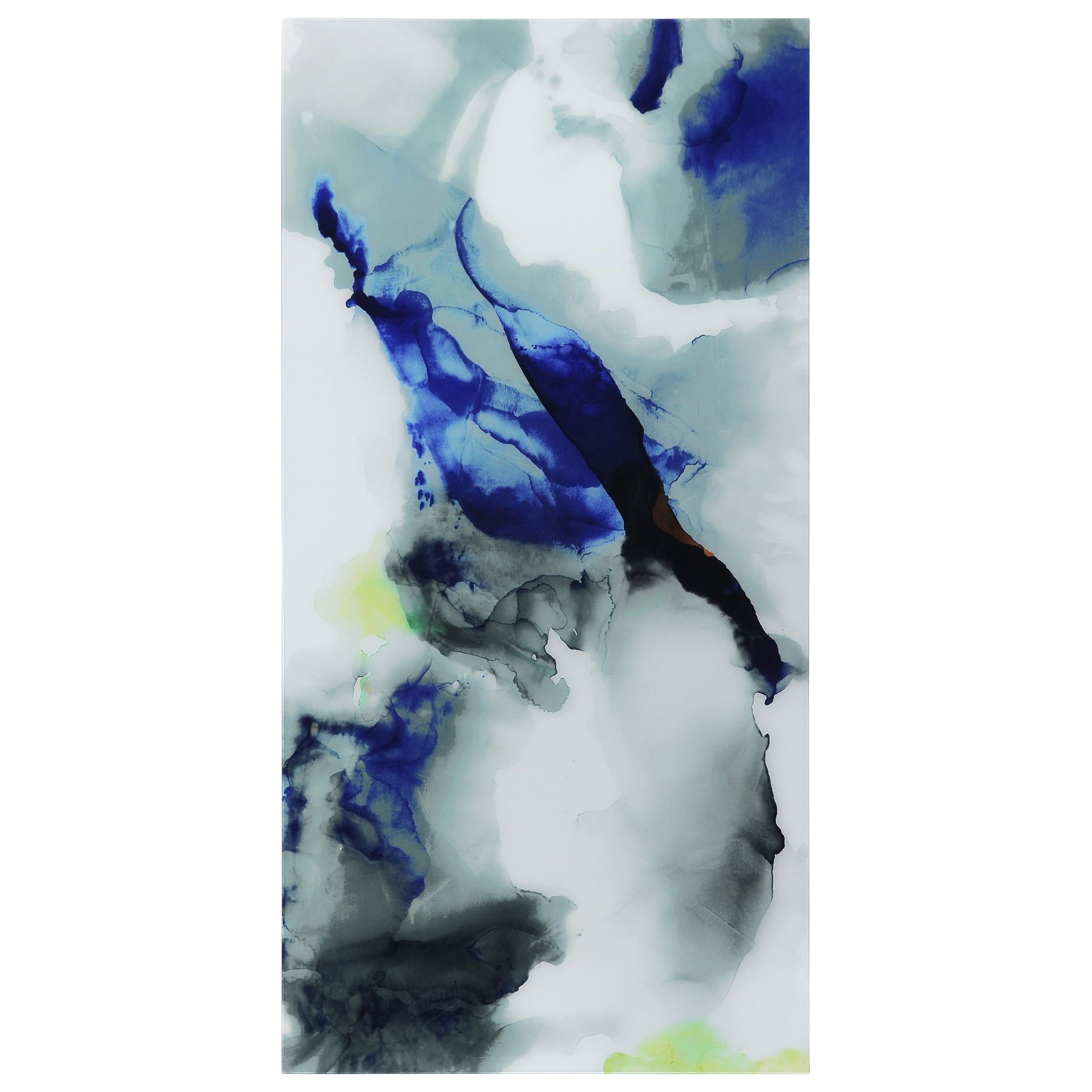 Blue and Gray Abstract Tempered Glass Wall Art, 72" x 36"