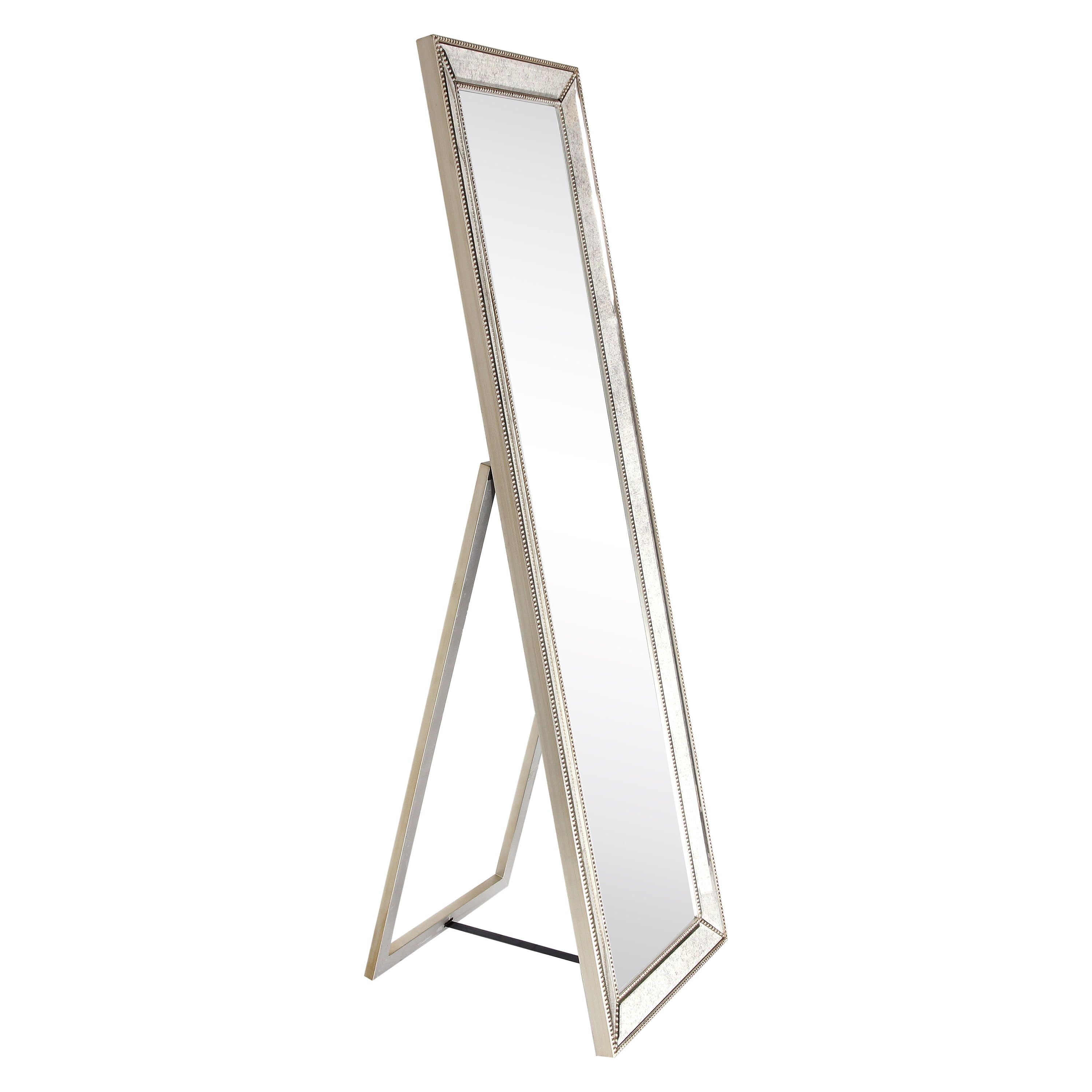 Bronze and Silver Beveled Full Length Wall Mirror