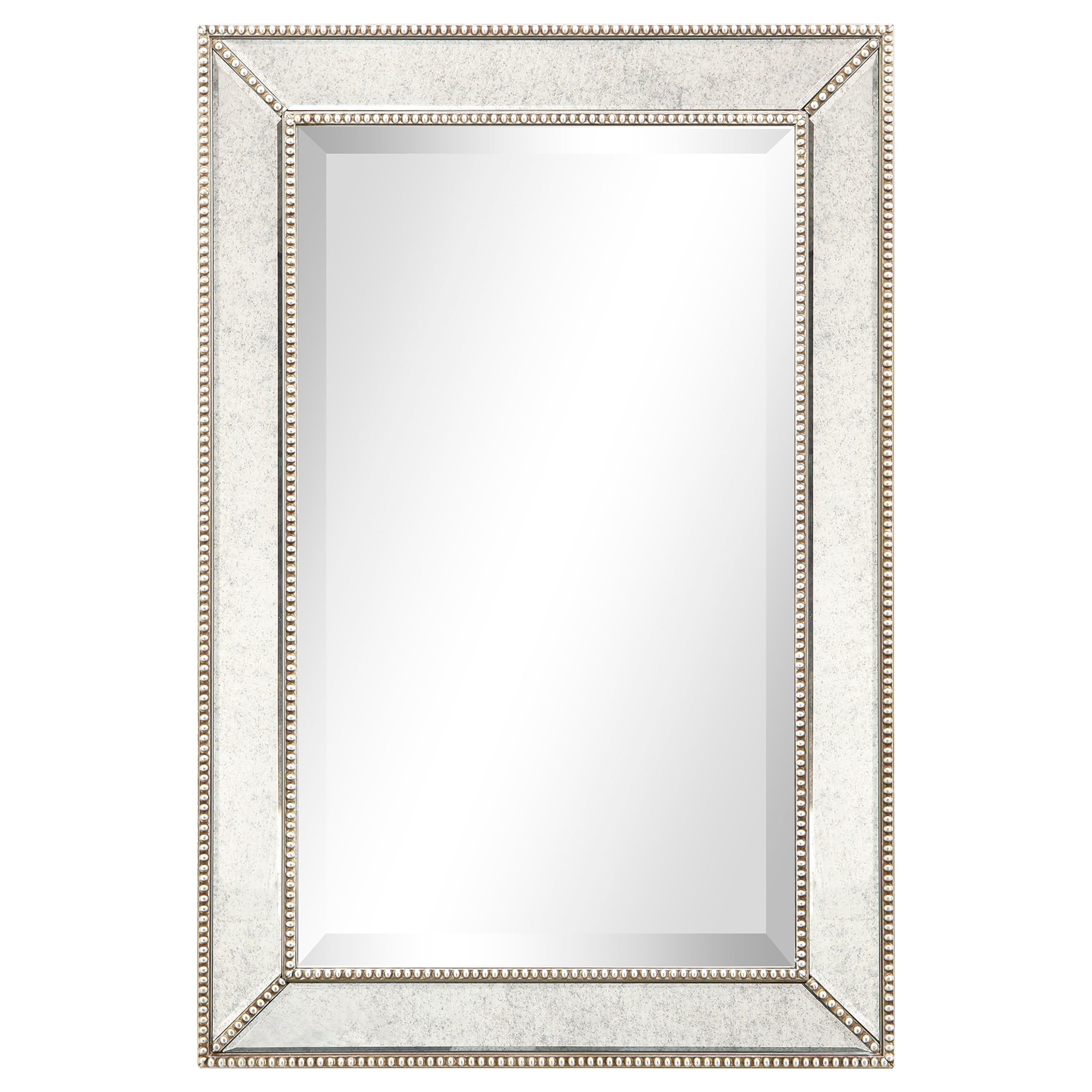 Bronze Beaded Silver Rectangular Wall Mirror 20" x 30"