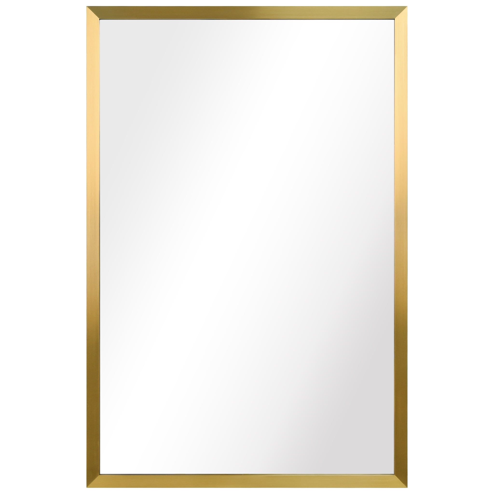 36" x 24" Silver and Gold Stainless Steel Rectangular Wall Mirror