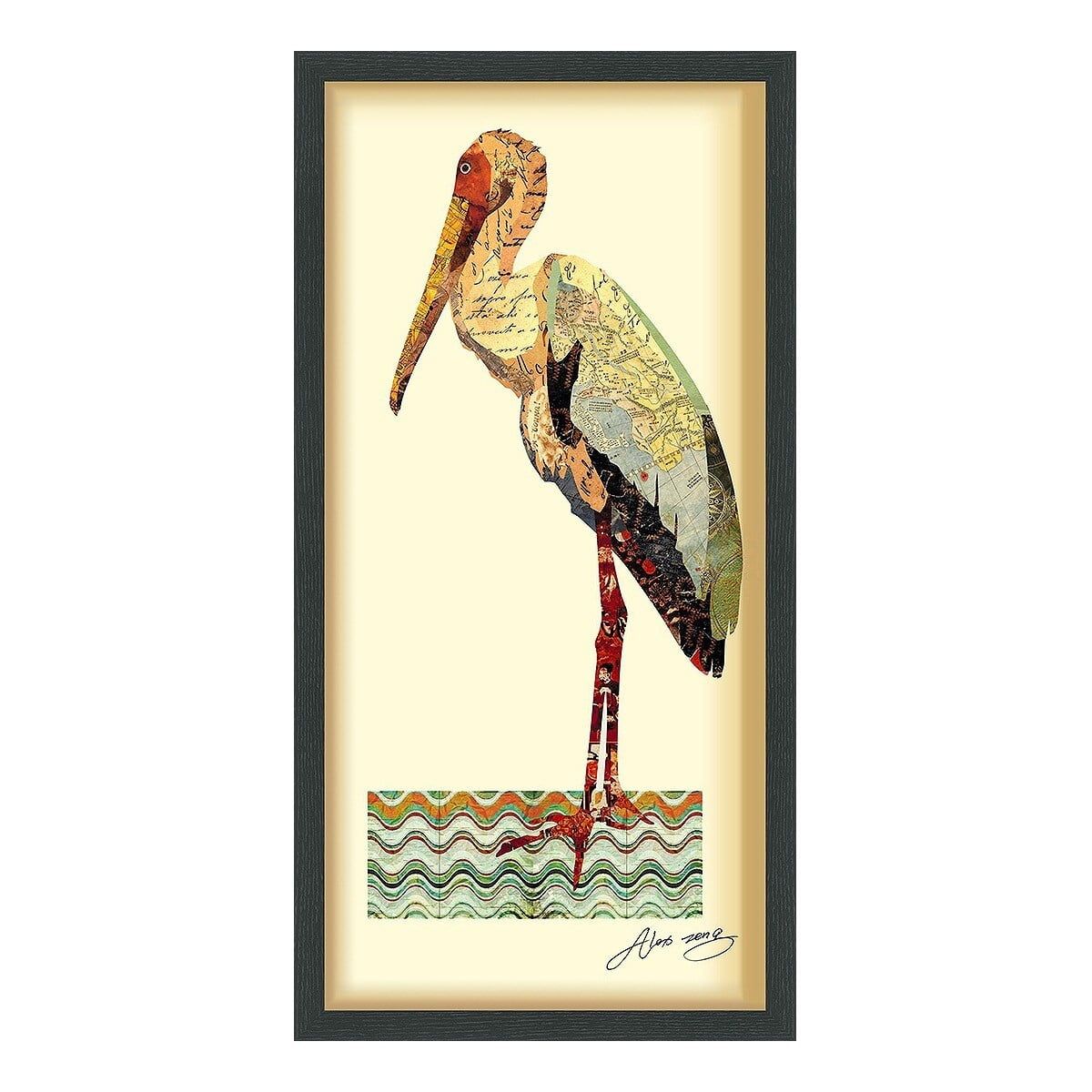 Crane Dimensional Collage Framed Graphic Wall Art, 17" x 33"