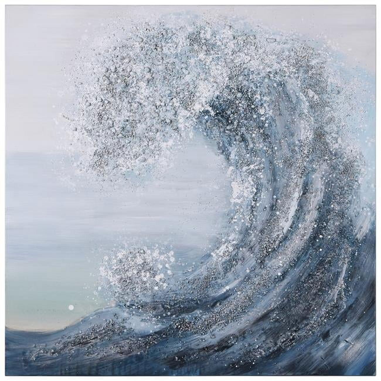 Crystal Wave Blue and Silver Textured Canvas Wall Art