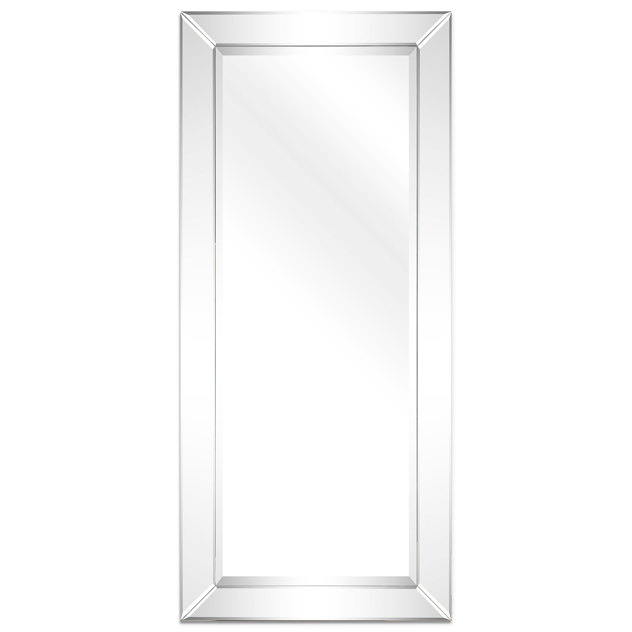 Elegant Rectangular 24" x 54" Wood Frame Wall Mirror with Silver Bevel