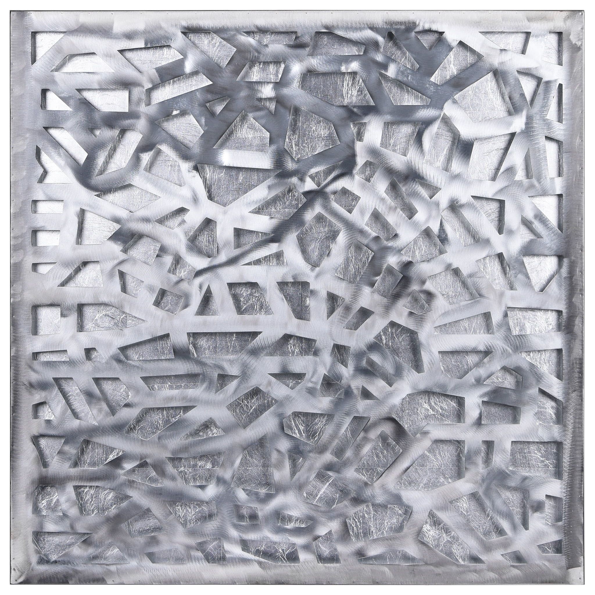 Silver Enigma 32" Polished Steel Abstract Wall Sculpture