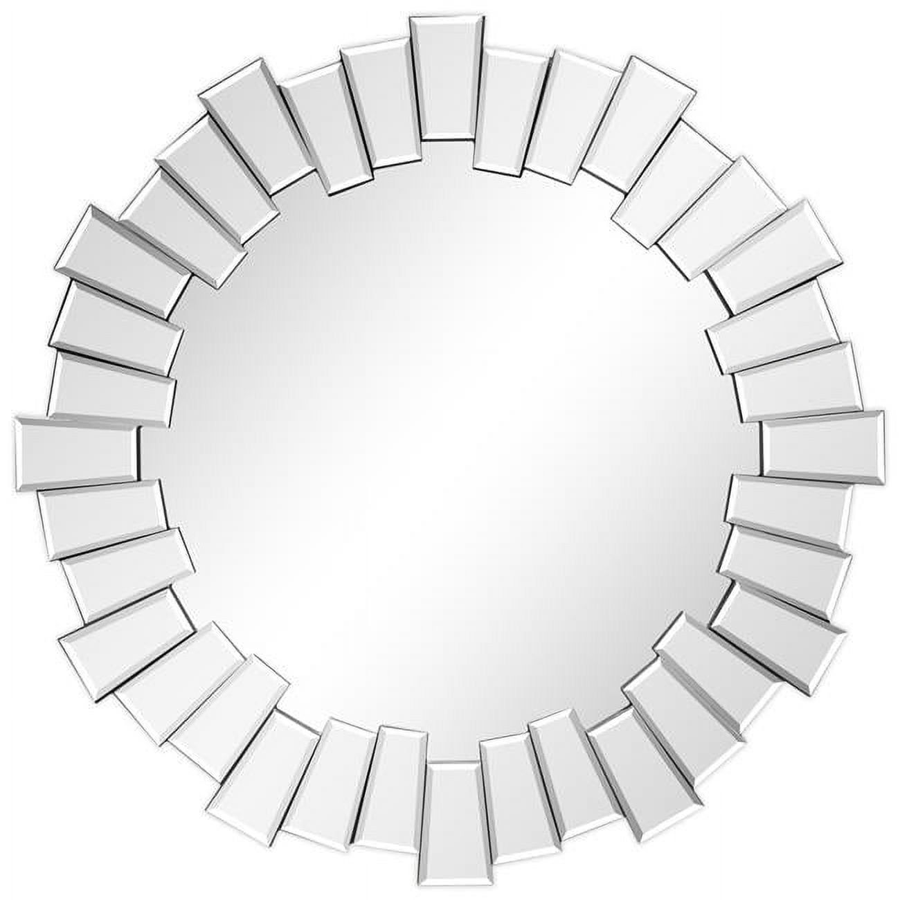 Empire Art 34" Silver Round Beveled Vanity Mirror