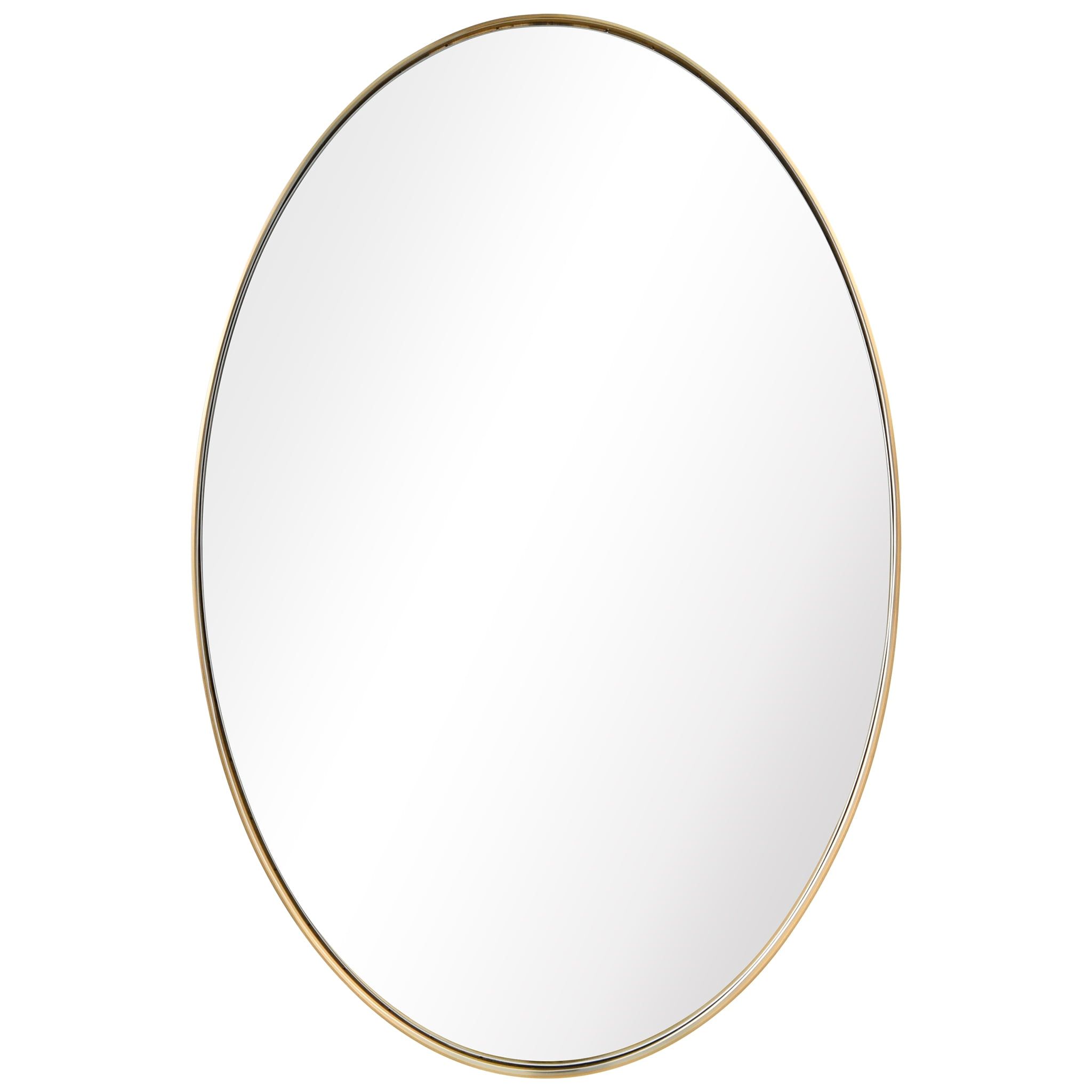 Brushed Gold Oval Wall Mirror with Silver Glass, 24" x 36"