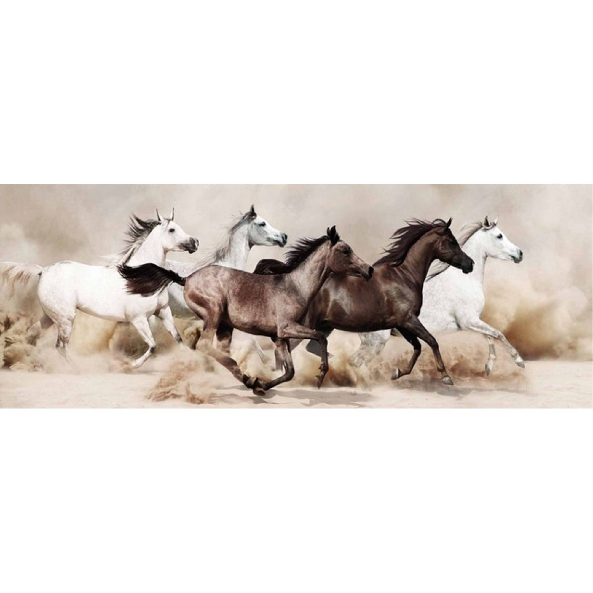 Wild Horses Stampede Tempered Glass Wall Art Panel