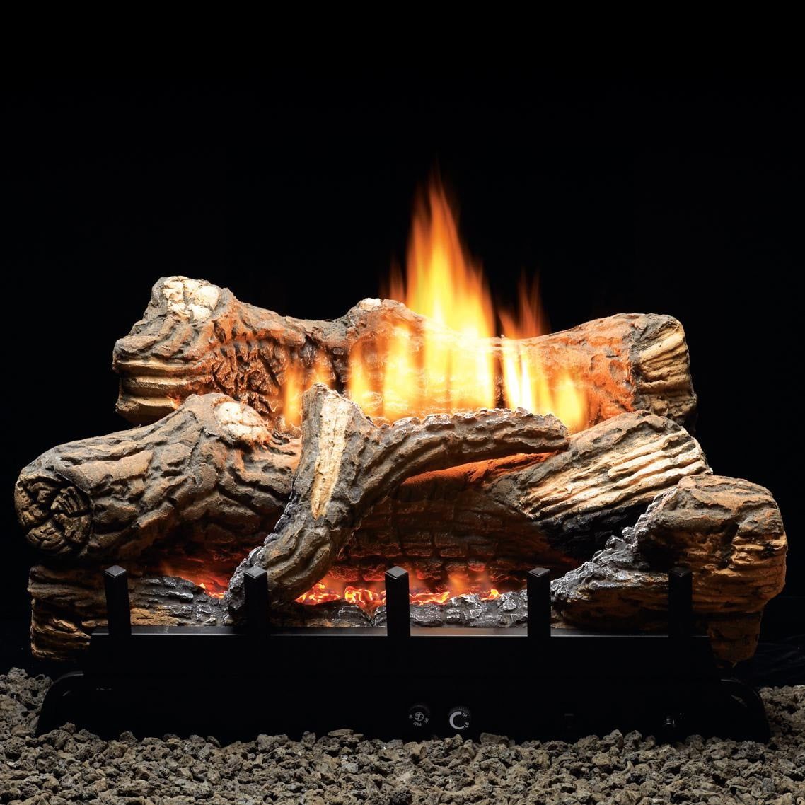 24-Inch Natural Gas Ceramic Fiber Log Set with Millivolt Valve