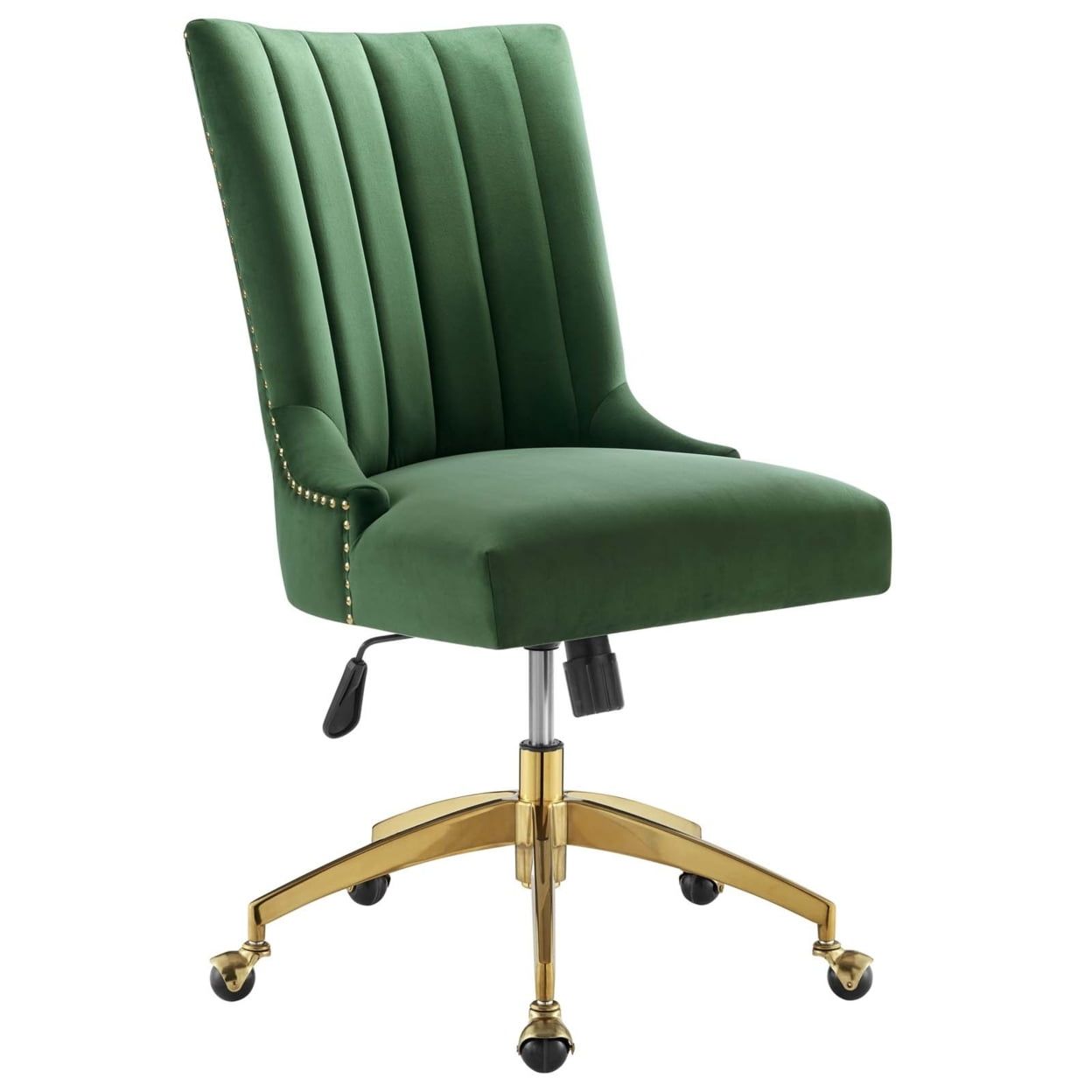 Ergonomic Executive Swivel Office Chair in Gold Emerald with Metal Base