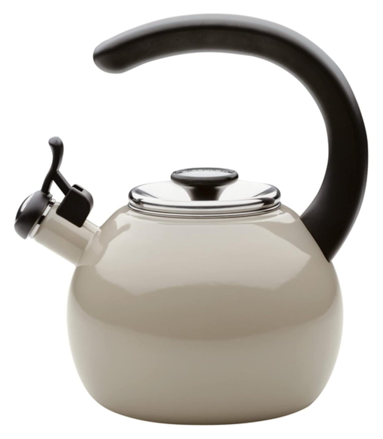 Gray Enamel on Steel Whistling Teakettle with Flip-Up Spout, 2 Quart