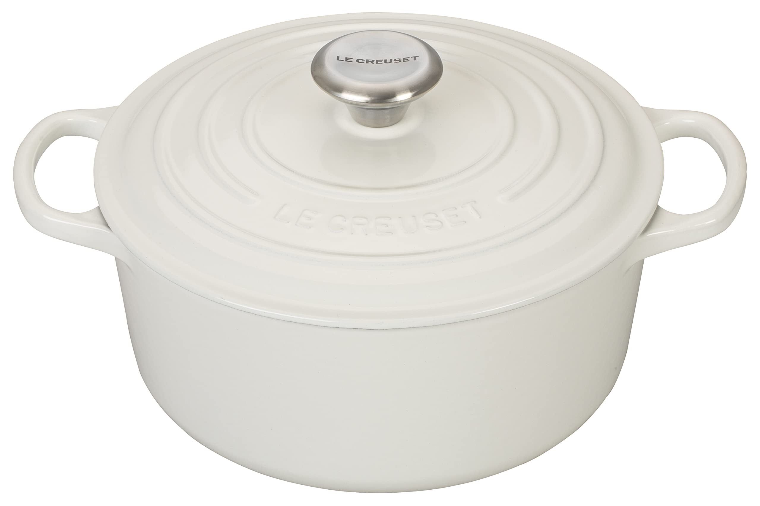 Enameled Cast Iron Round Dutch Oven, 4.5 qt, Artichaut White