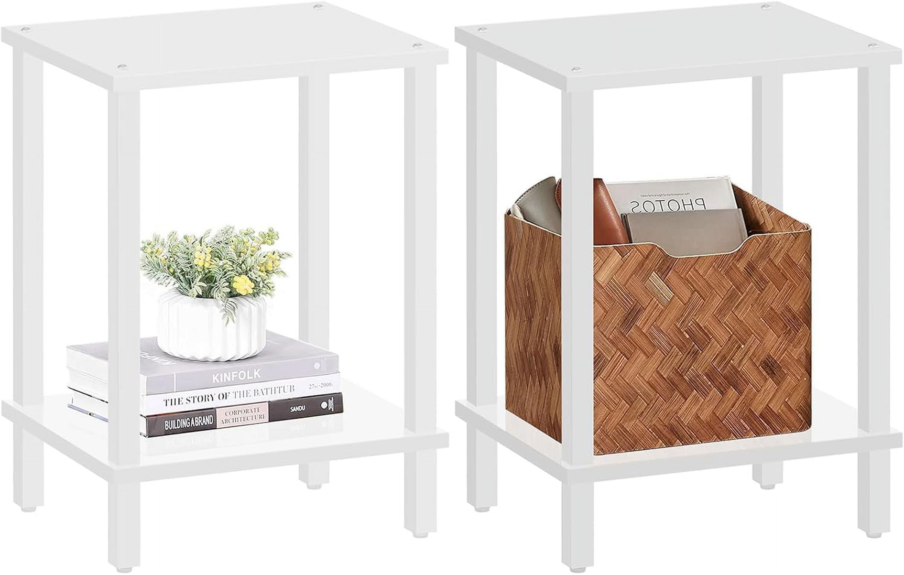 White 2-Tier Wood Rectangular End Table Set