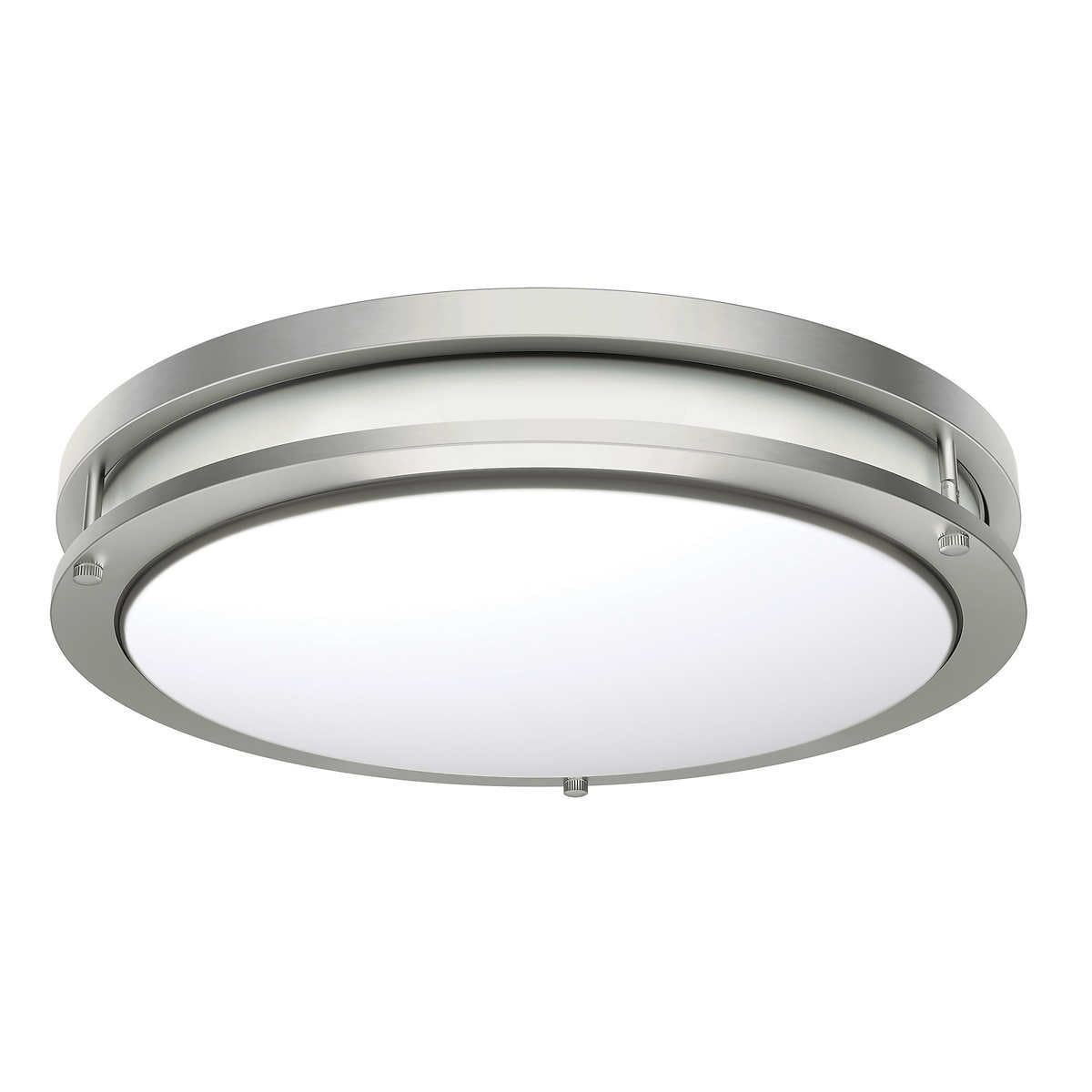 14" Brushed Nickel LED Flush Mount Ceiling Light with Frosted Glass