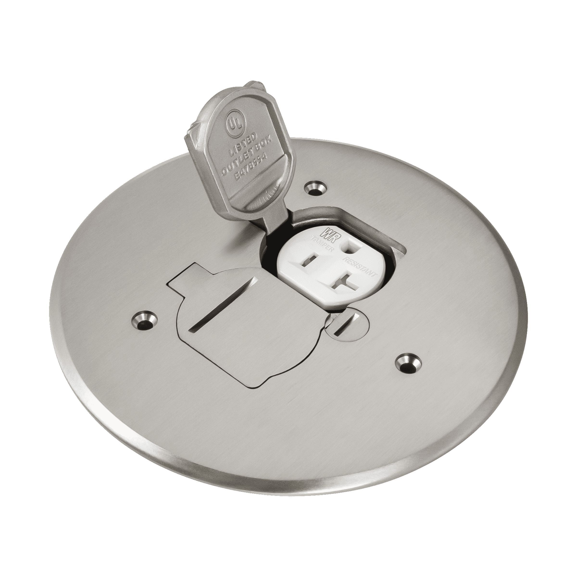 Nickel Plated Brass Dual Flip Lid Round Floor Box Cover