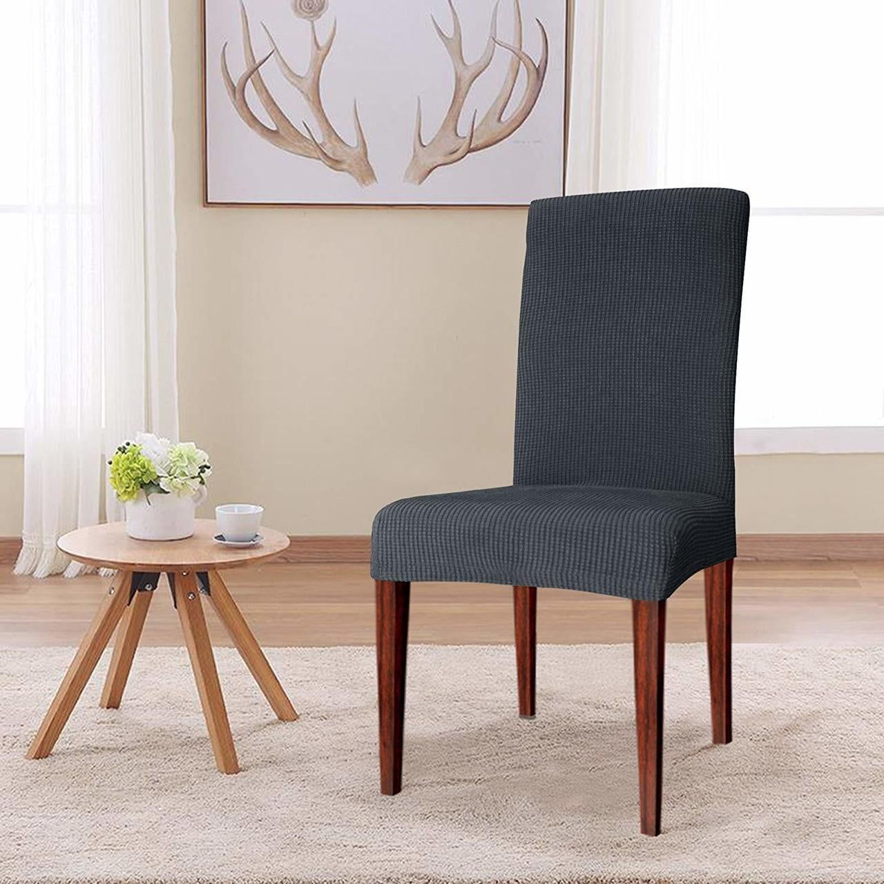 Gray Stretch Jacquard Dining Chair Slipcovers, Set of 4