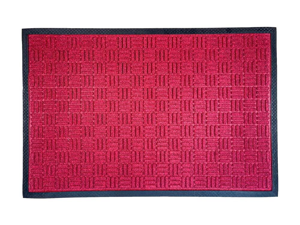 Maroon Checker Polypropylene 3' x 5' Low Profile Outdoor Door Mat