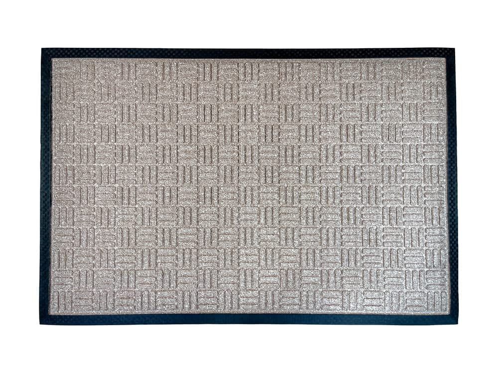 Beige Check Polypropylene 24" x 36" Low-Profile Outdoor Doormat