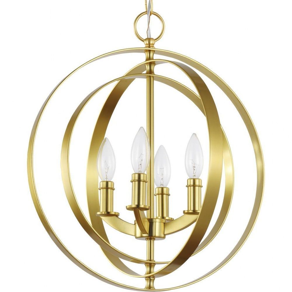 Equinox 16'' Satin Brass Globe Pendant Light with Crystal Accents