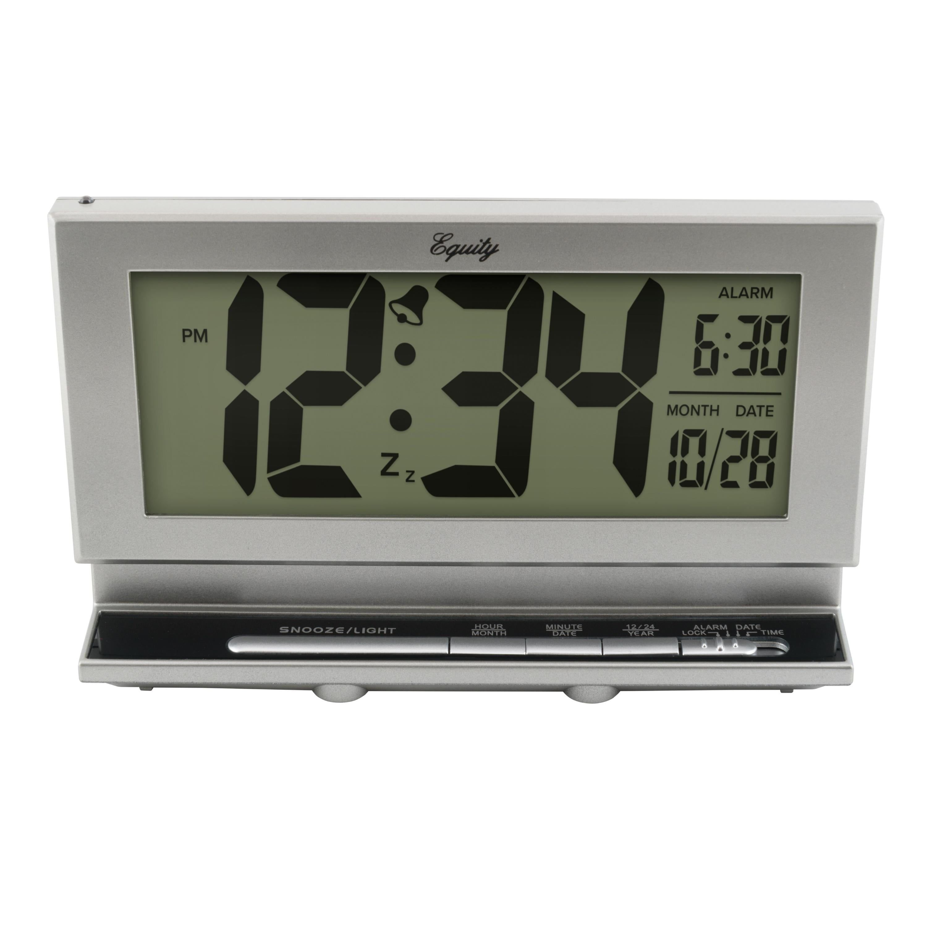 Silver 2" Digital LCD Alarm Clock with Night Vision