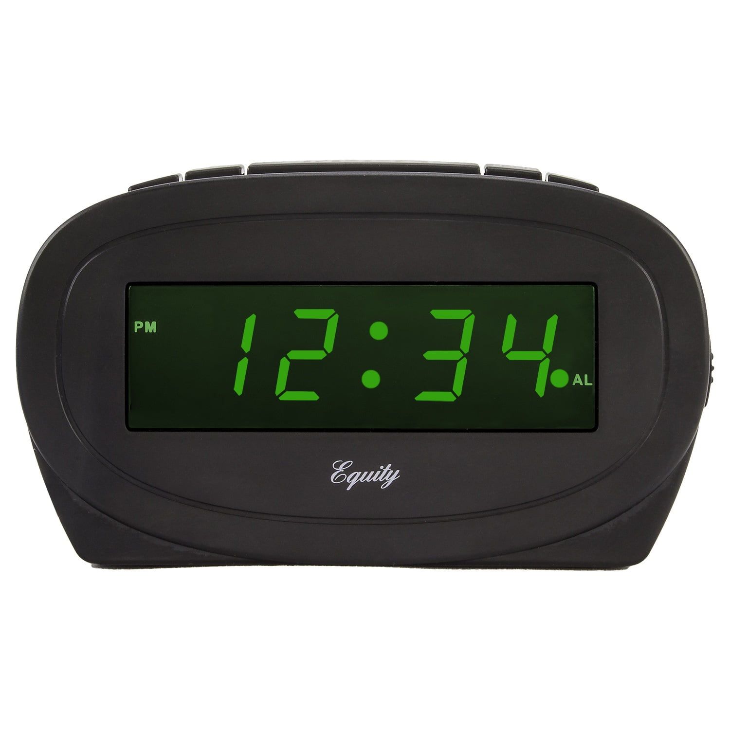 Black Digital Alarm Clock with Green LED Display