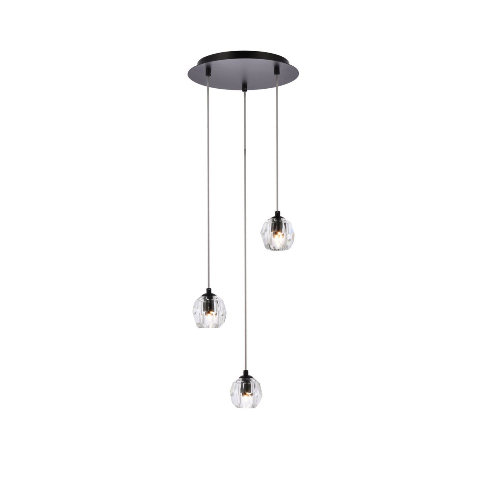 Eren Royal Cut Clear Crystal and Black Stainless Steel LED Pendant