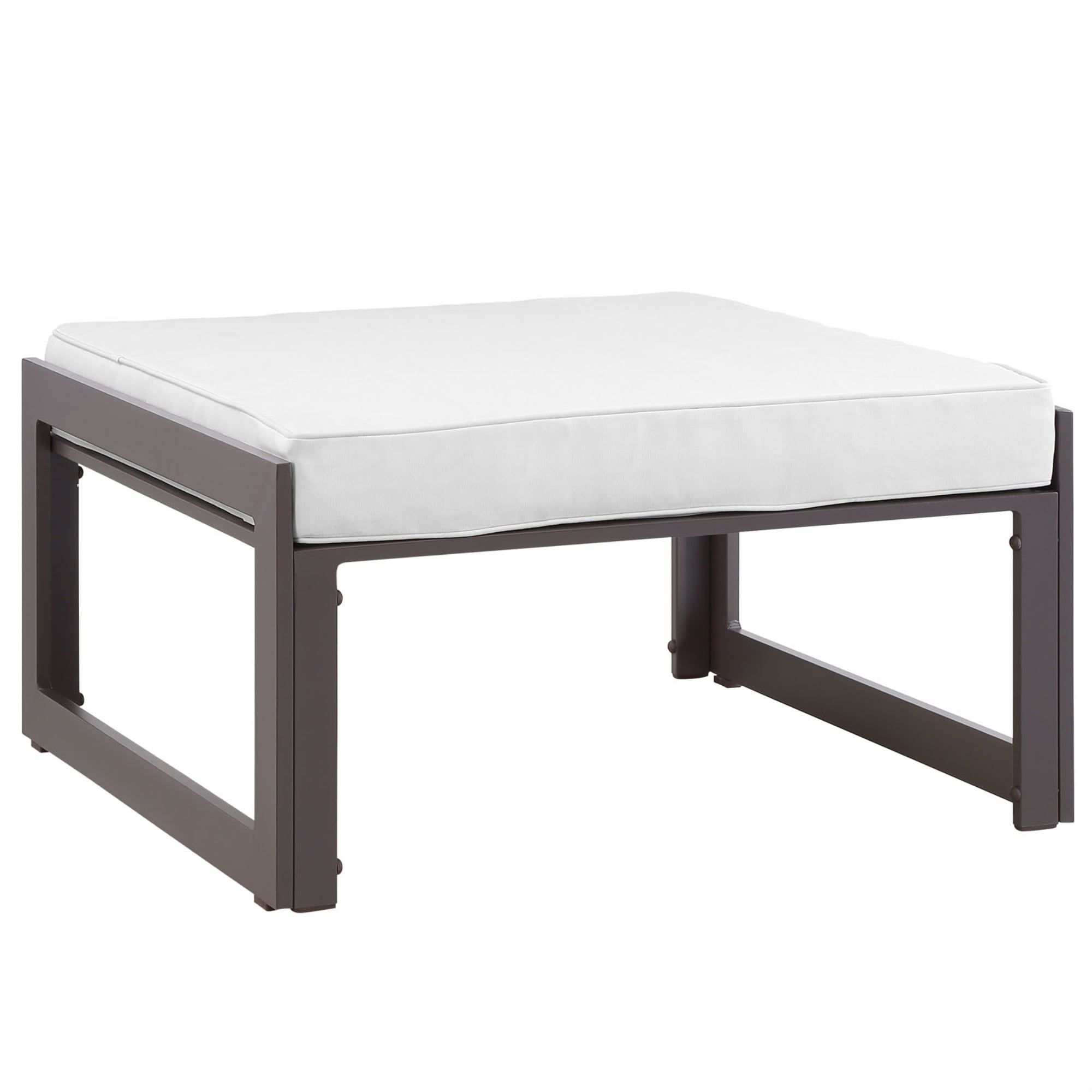 Fortuna Brown and White Aluminum Outdoor Patio Ottoman