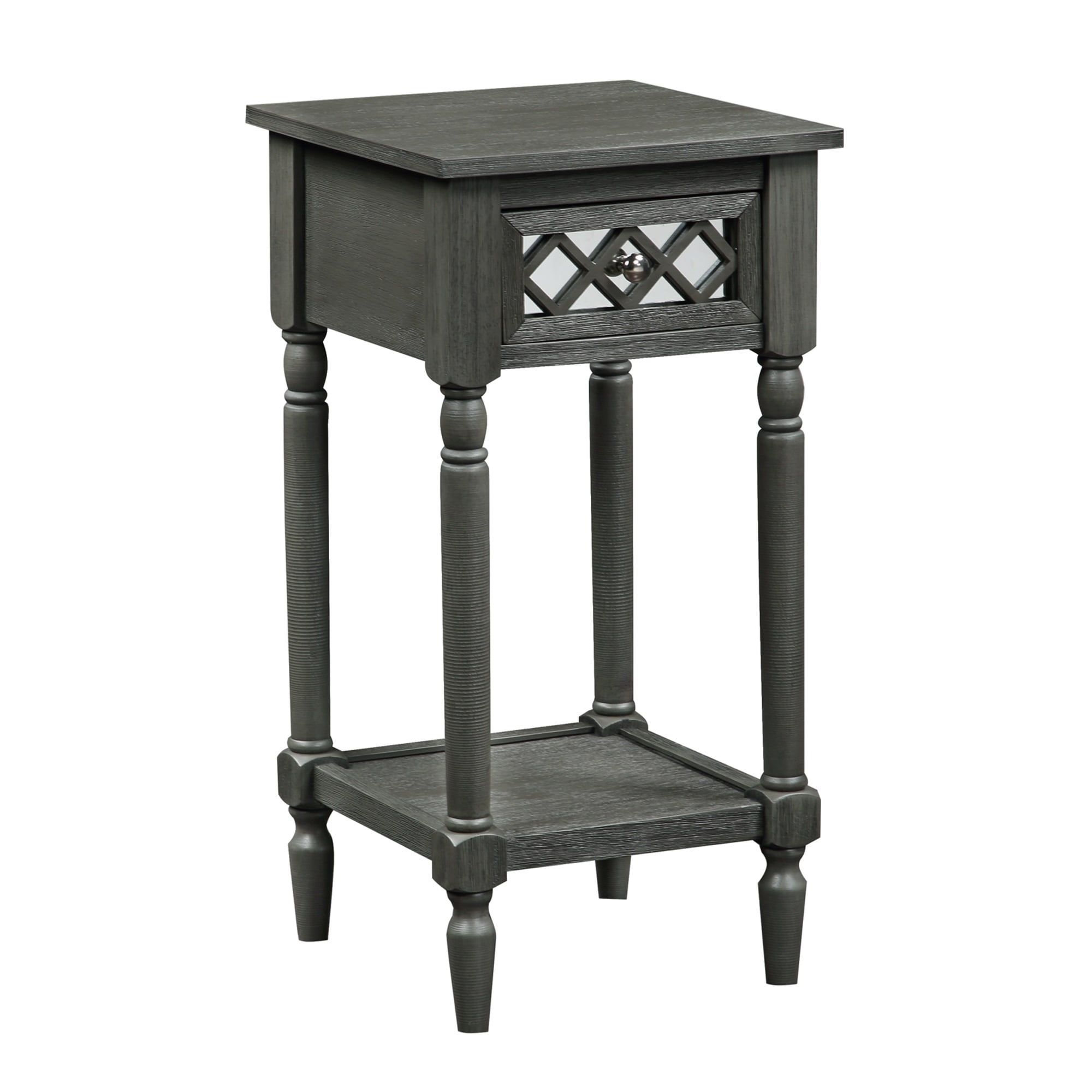 Wirebrush Dark Gray Pine Wood Accent Table with Storage