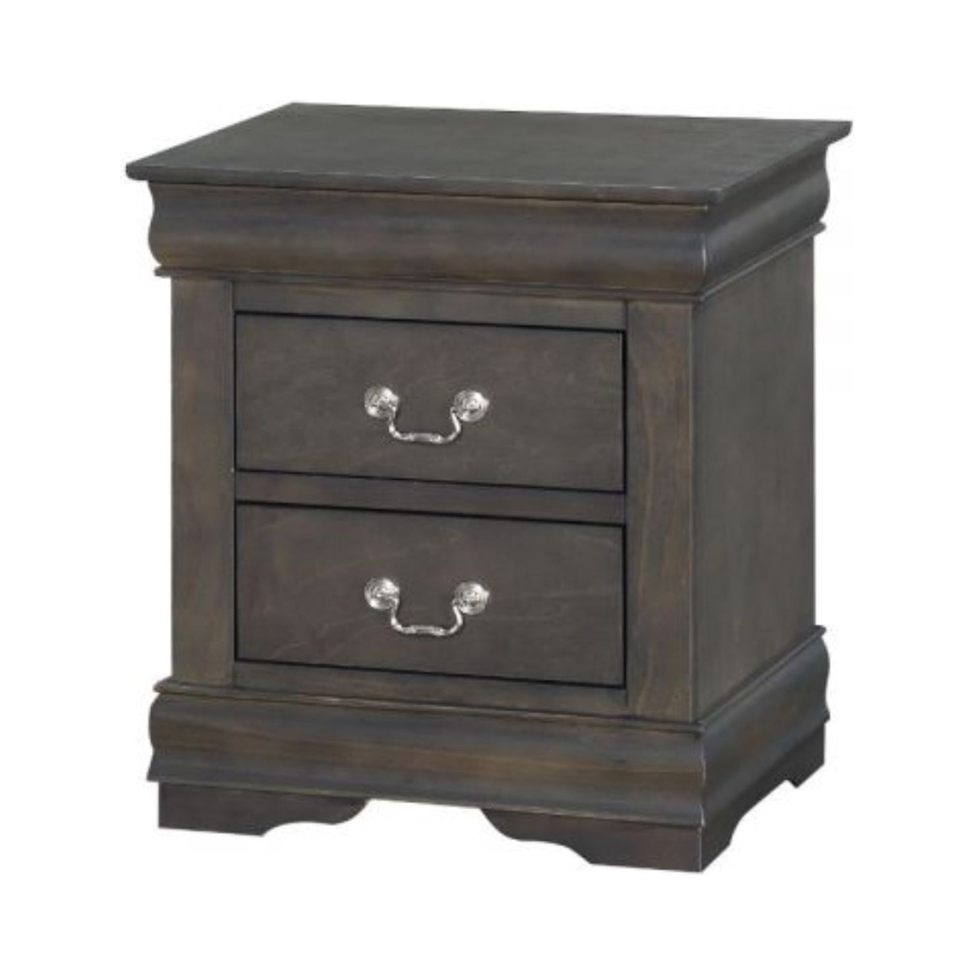 Dark Gray Brushed Finish 2-Drawer Nightstand