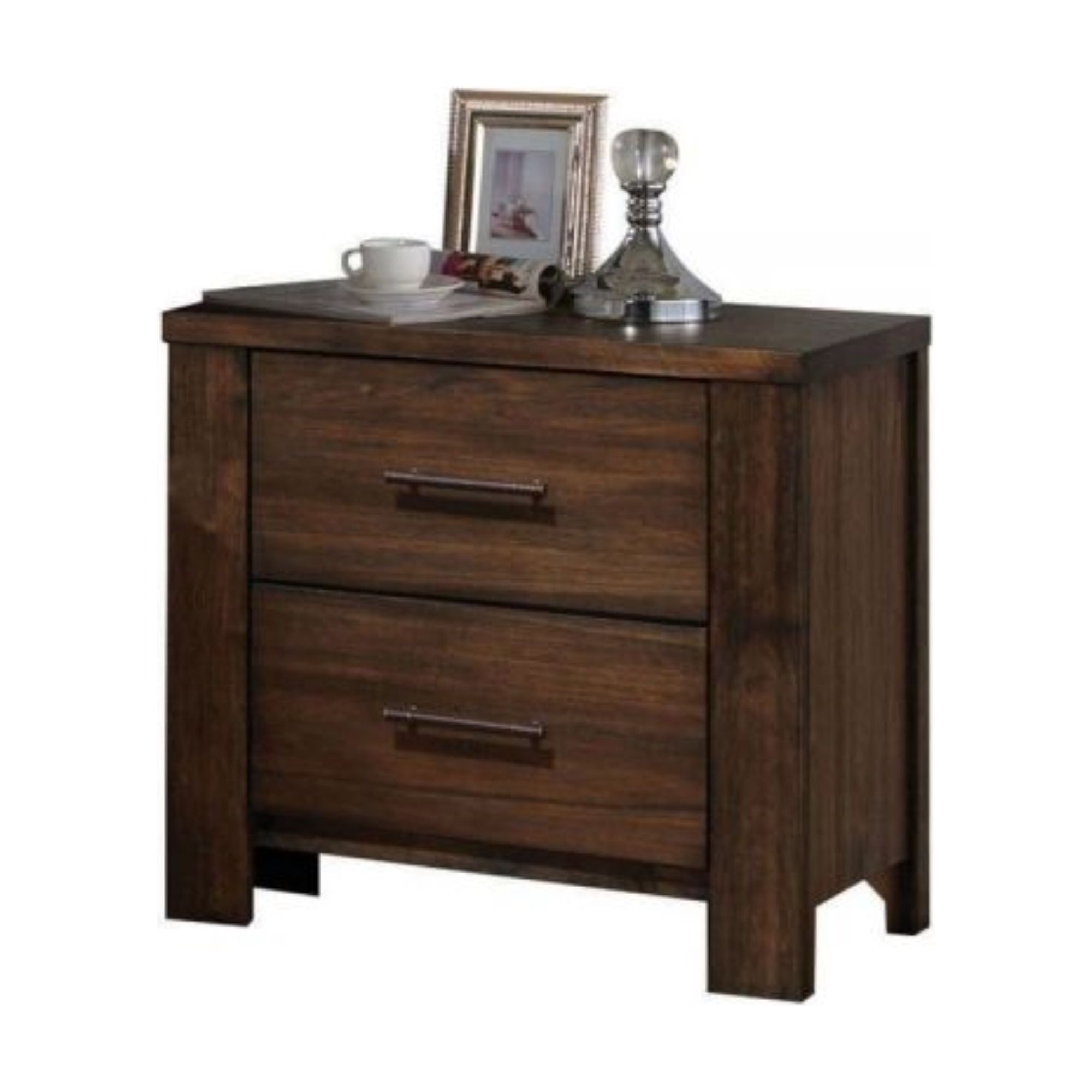 Merrilee Antique Brass 2-Drawer Oak Nightstand