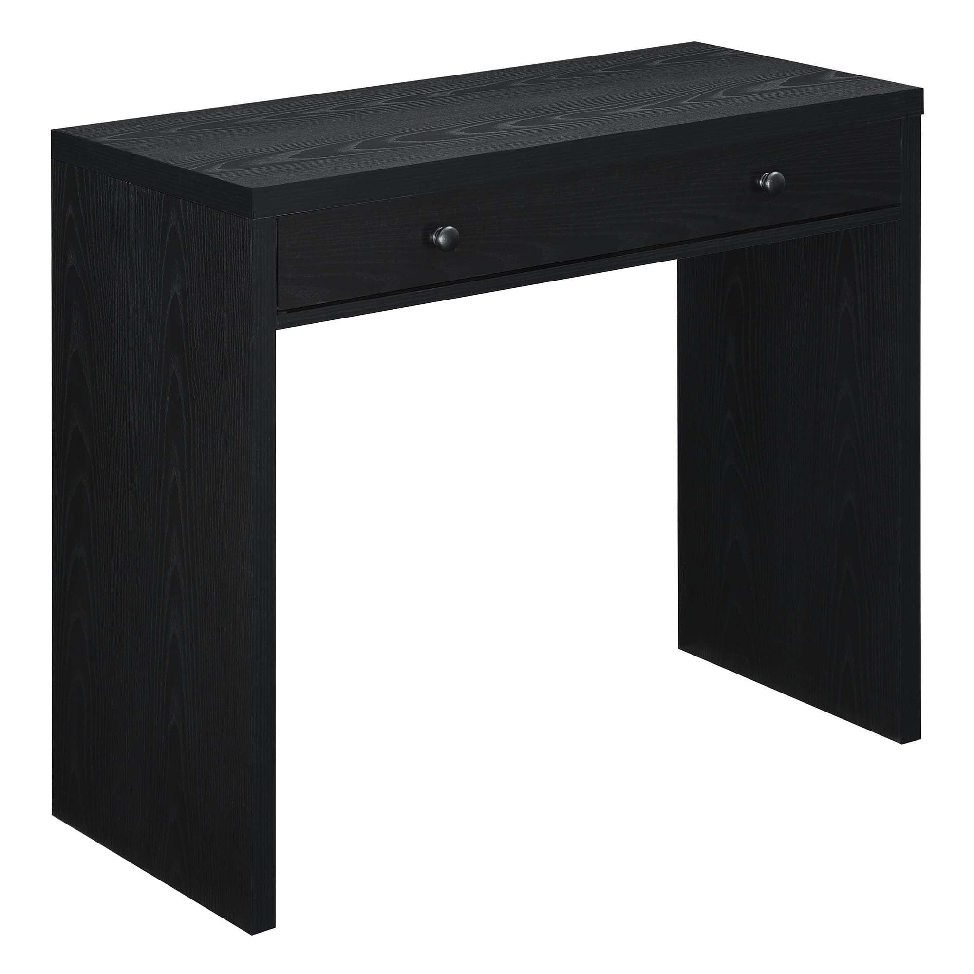 Black 36-Inch Wood Desk with Drawer