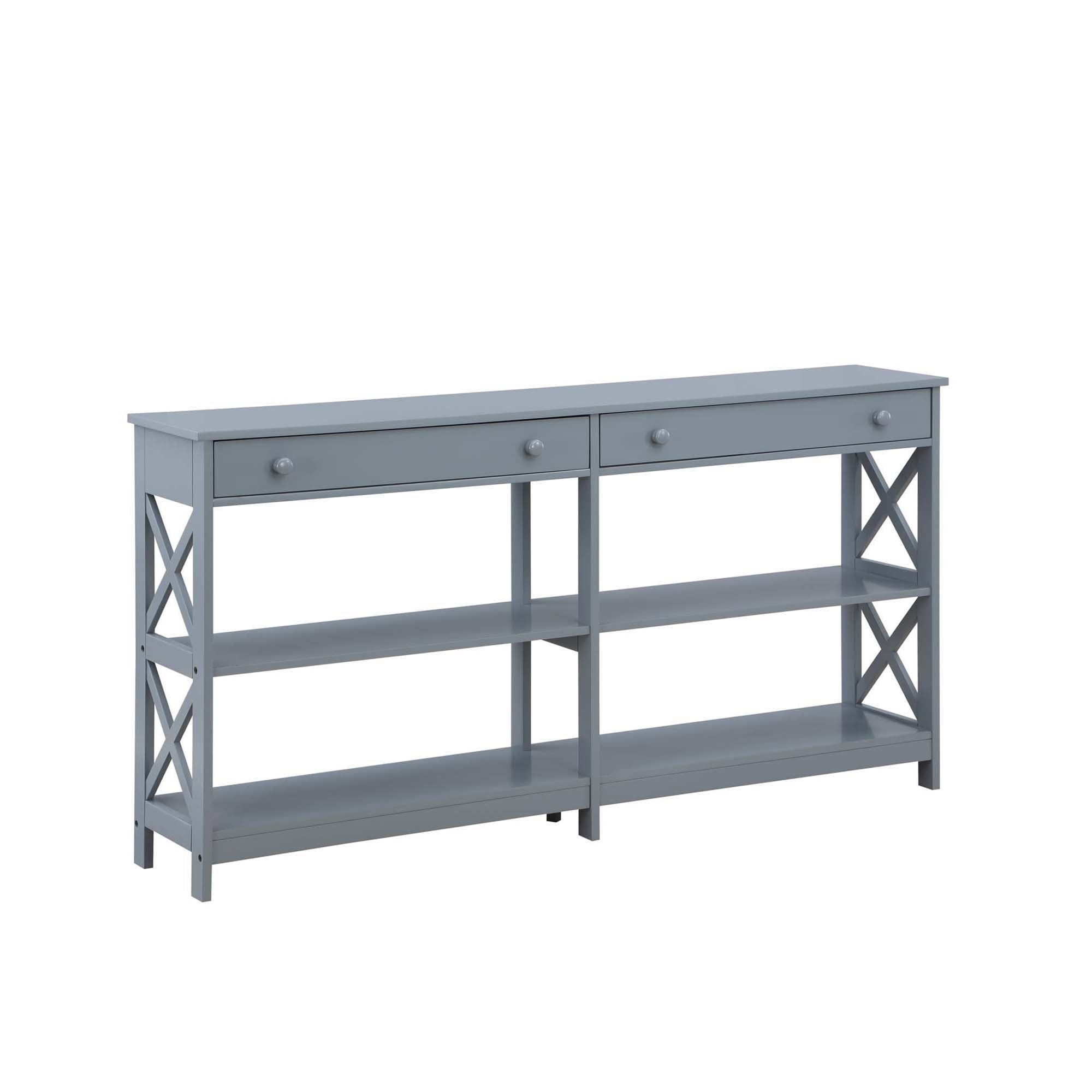 Oxford Gray 60" Wood and Metal Console Table with Storage