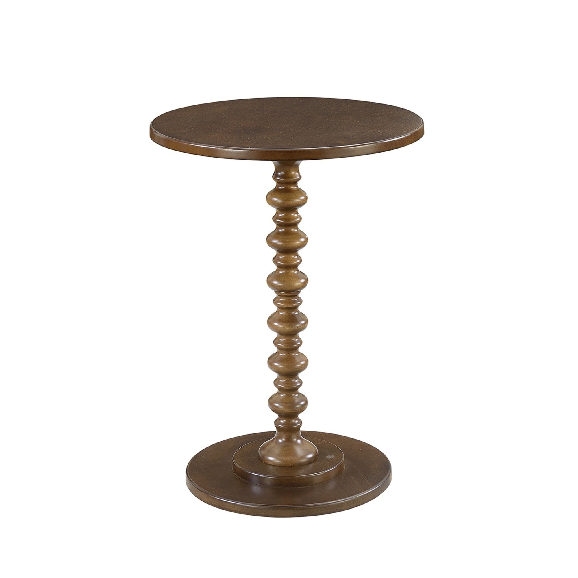 Espresso Round Wood Spindle Base Side Table