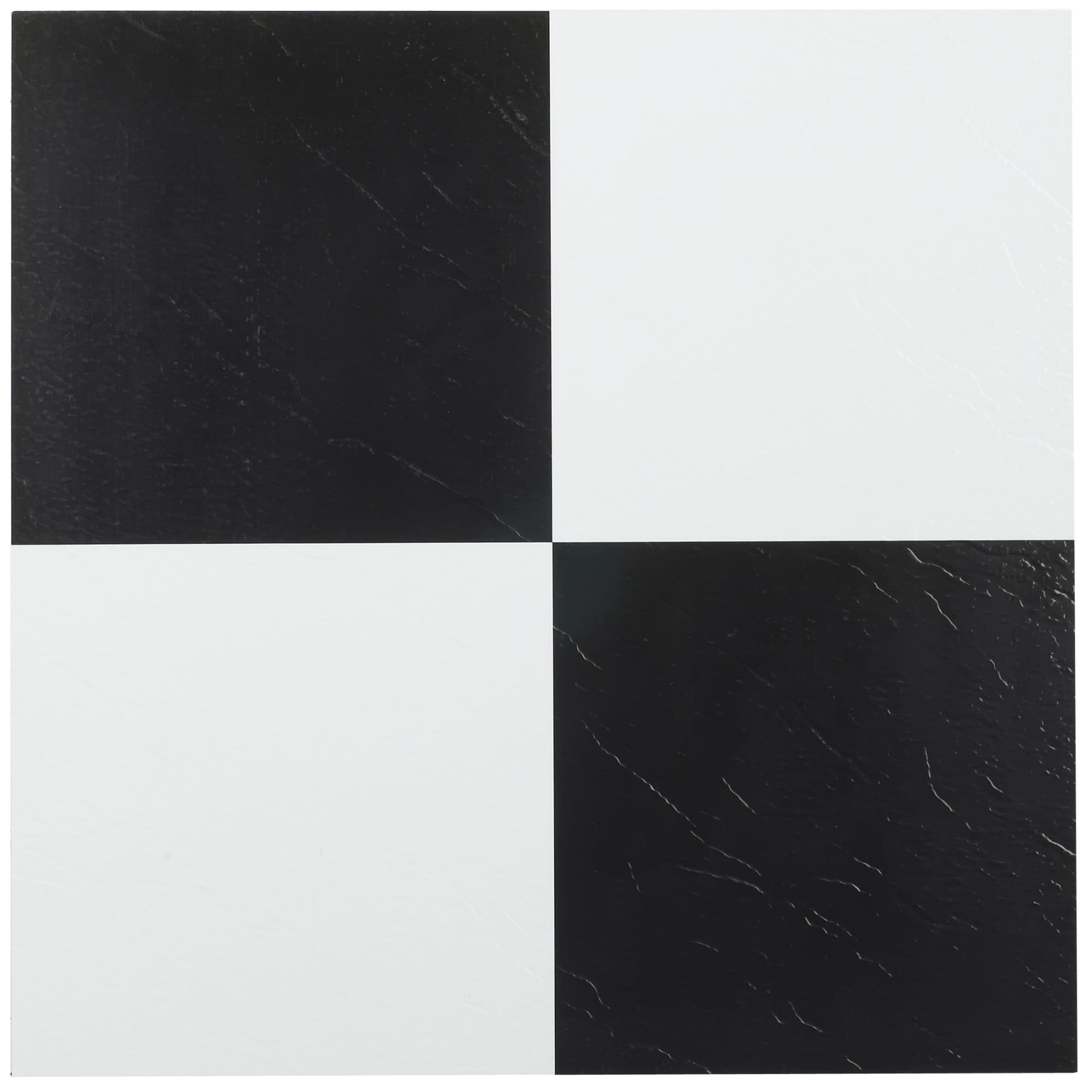 12 x 12 Black & White Self-Adhesive Vinyl Floor Tiles - 45 Tiles