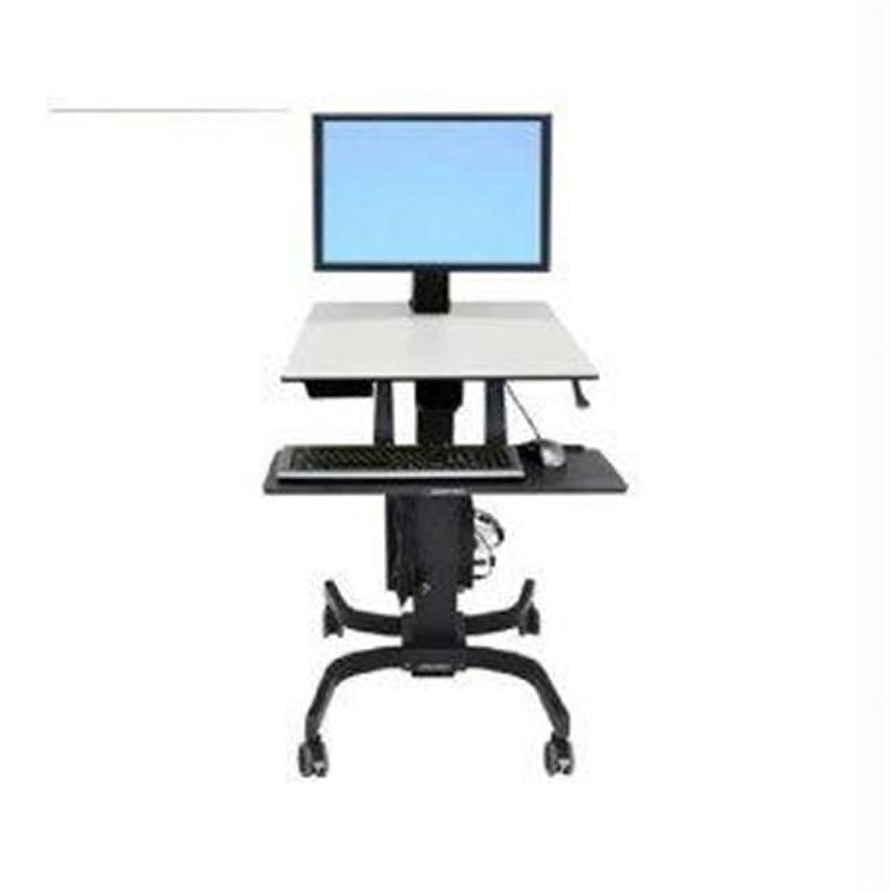 Adjustable Black Mobile Sit-Stand Workstation with Power Outlet