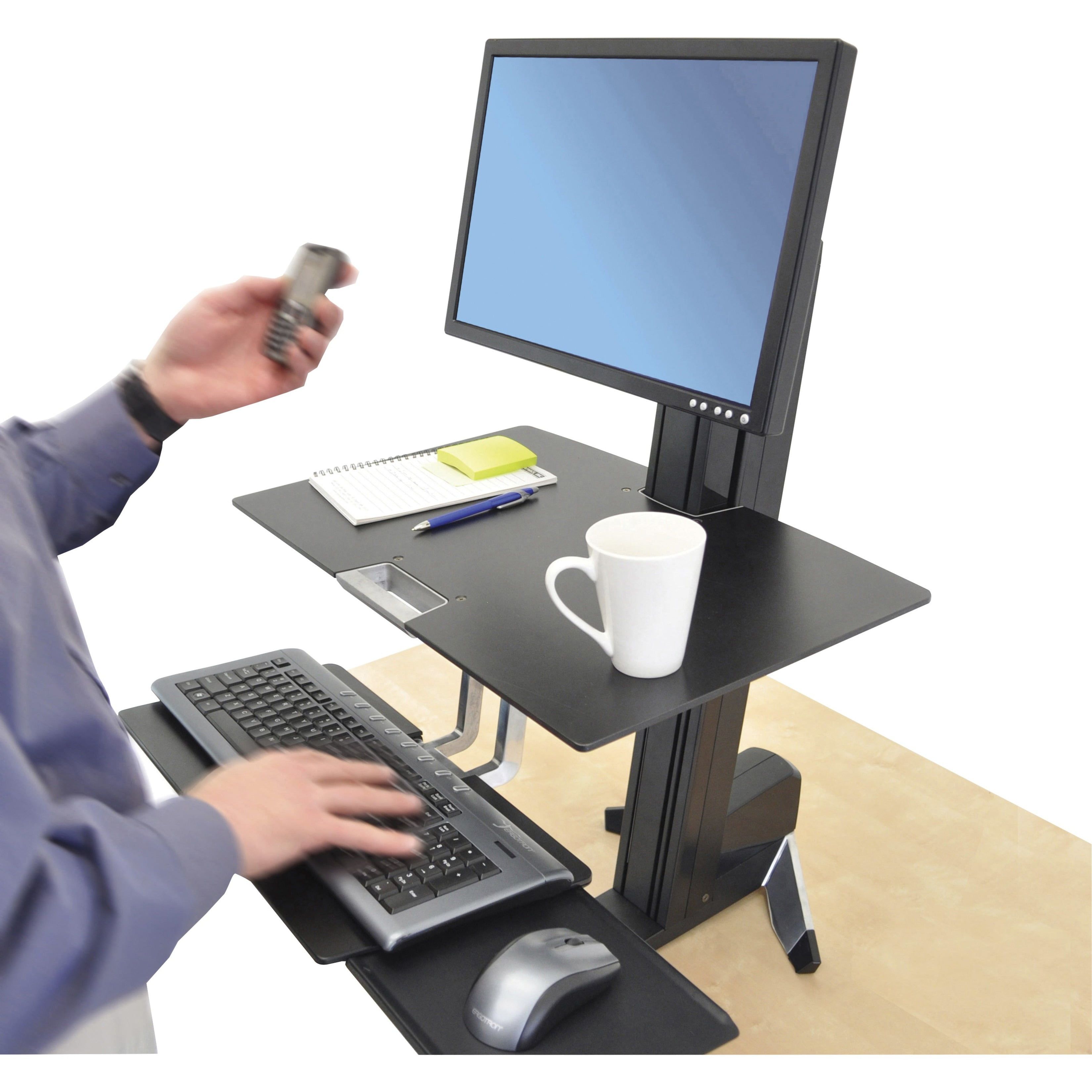 Black Adjustable Standing Desk Converter with Keyboard Tray