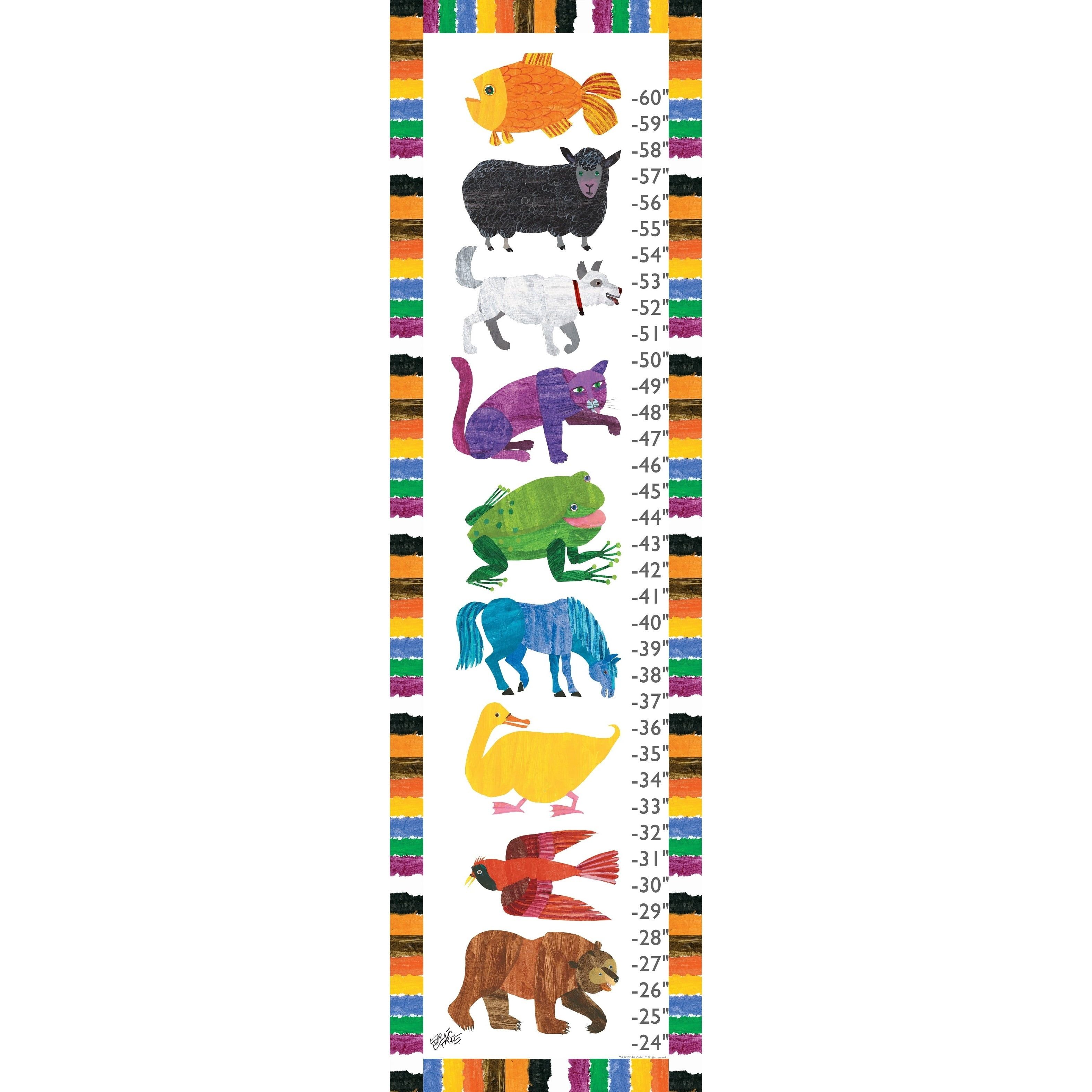 Colorful Animal Canvas Growth Chart for Kids