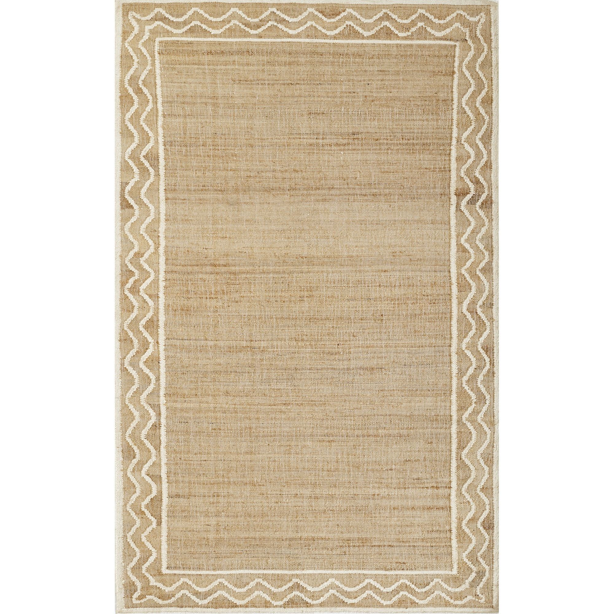 Natural Handwoven Jute and Wool Rectangular Area Rug