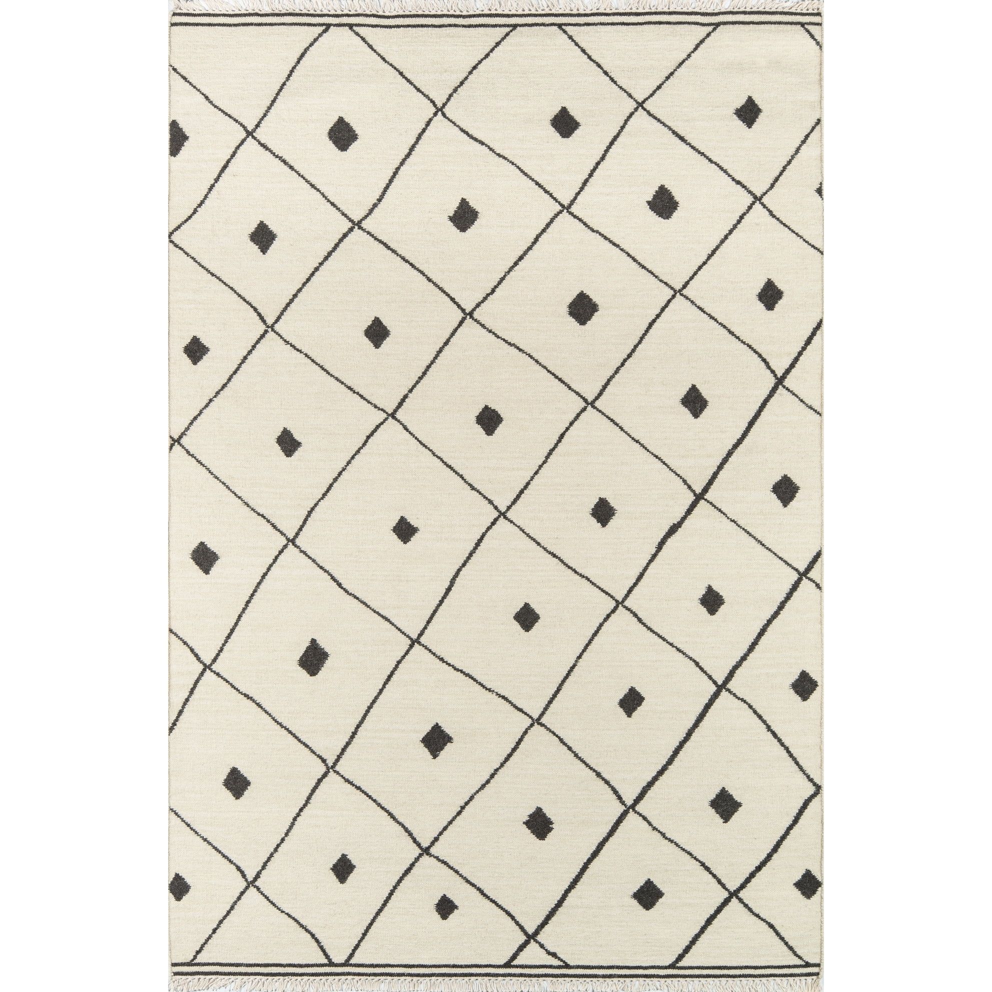 Handmade Ivory Geometric Wool Area Rug 5' x 7'