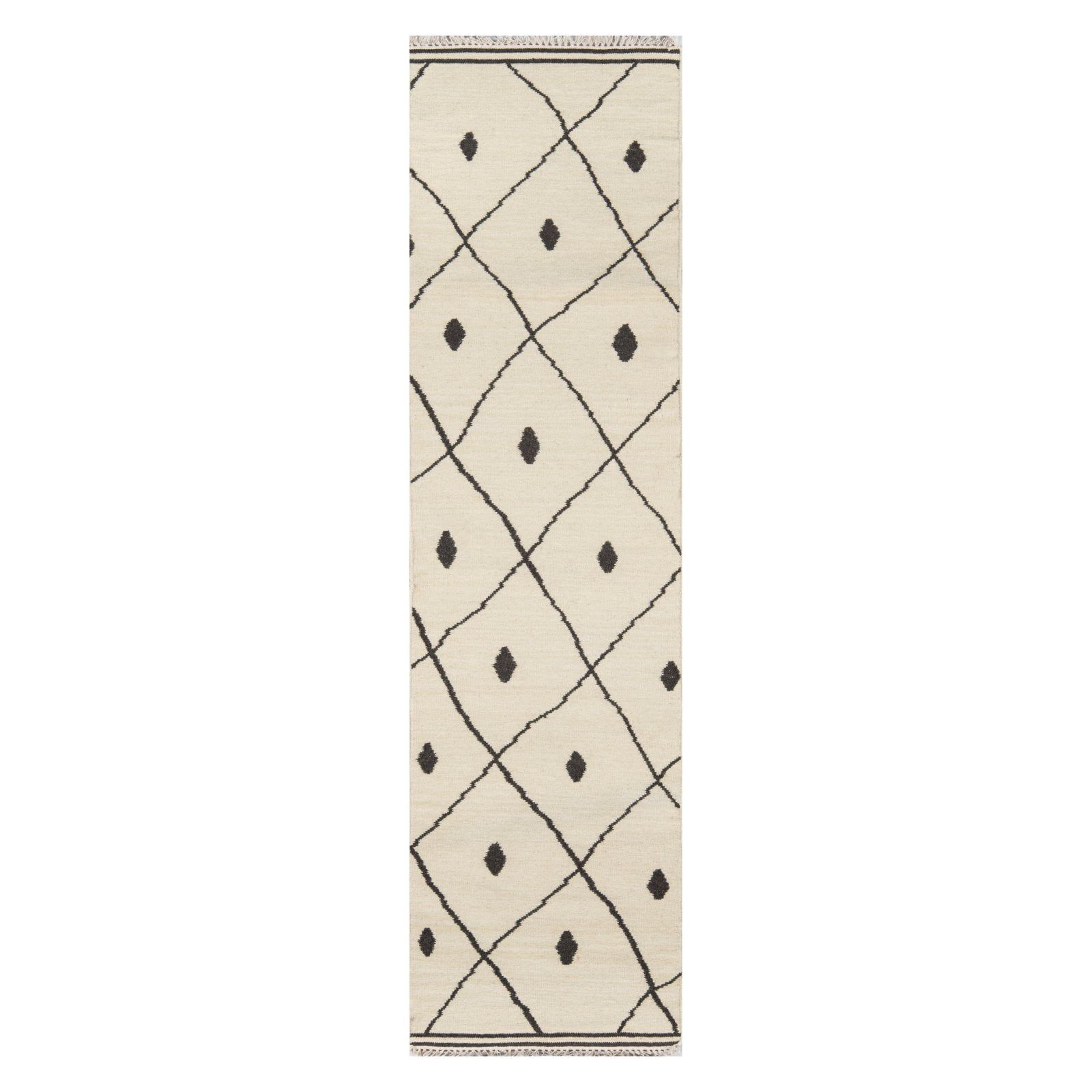 Handmade Ivory Geometric Wool Area Rug 5' x 7'