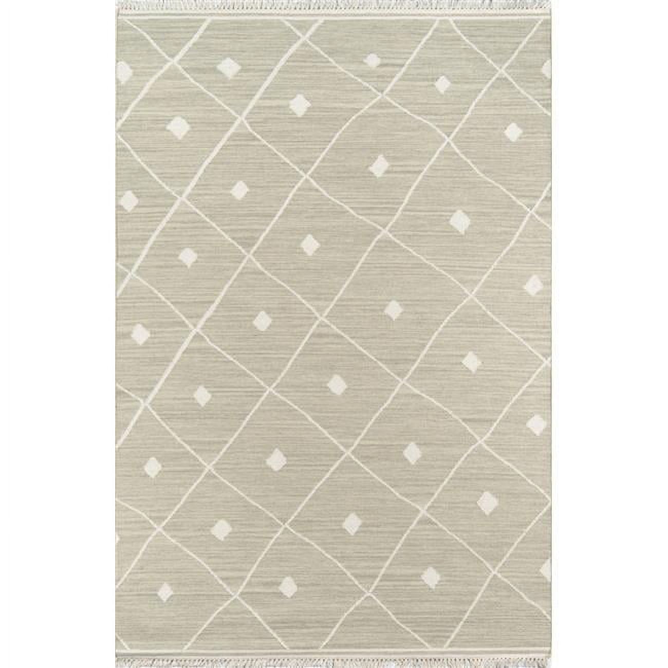 Sage Geometric Handmade Wool Area Rug 2' x 3'