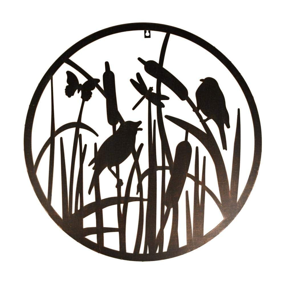 Round Black Metal Wildlife Garden Wall Art