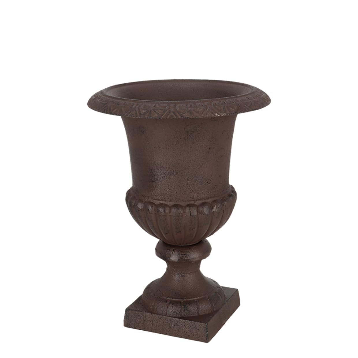 Large Brown Cast Iron Decorative French Urn Planter