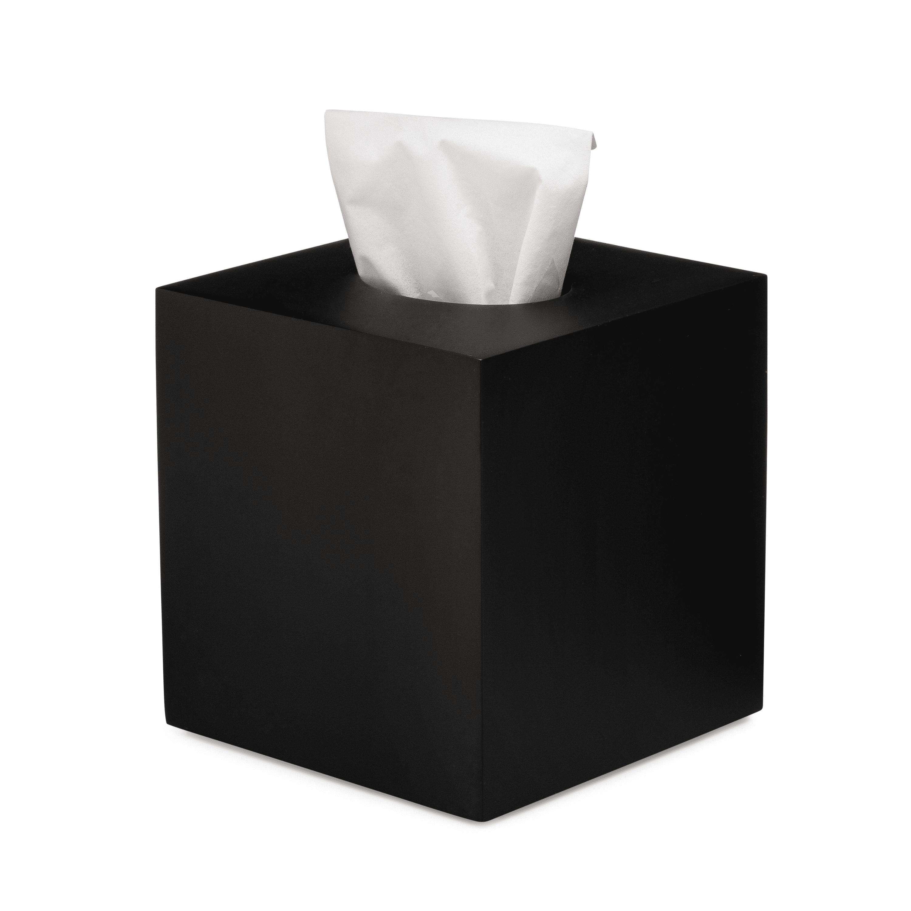 Matte Black Polyresin Square Tissue Box Cover