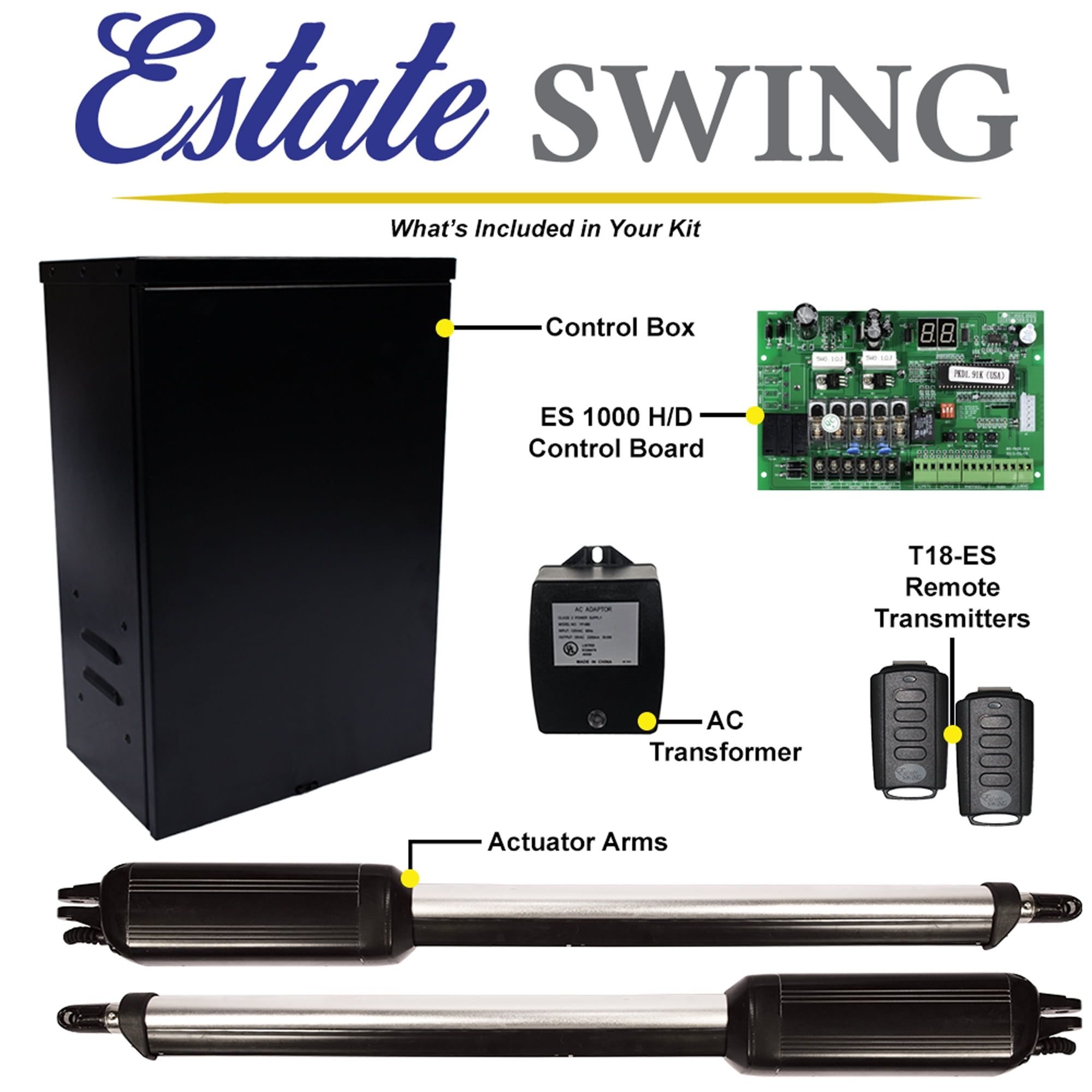 Estate Swing Dual Swing Gate Opener Kit with Remote Control