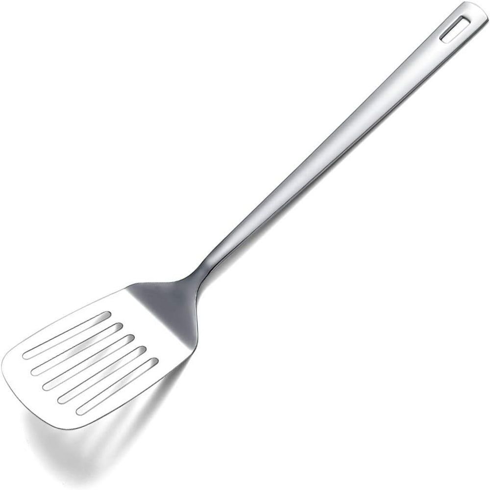 Silver Stainless Steel Slotted Turner Spatula for Cooking