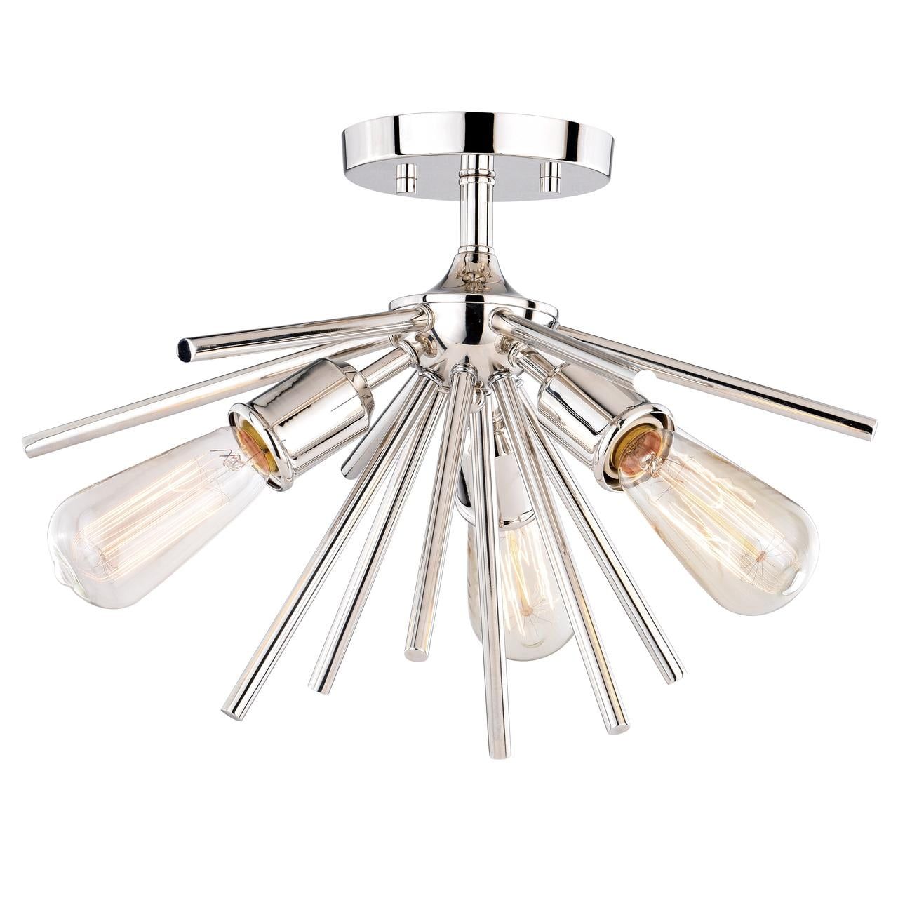 Estelle 17" Polished Nickel Glass Semi-Flush Mount Light