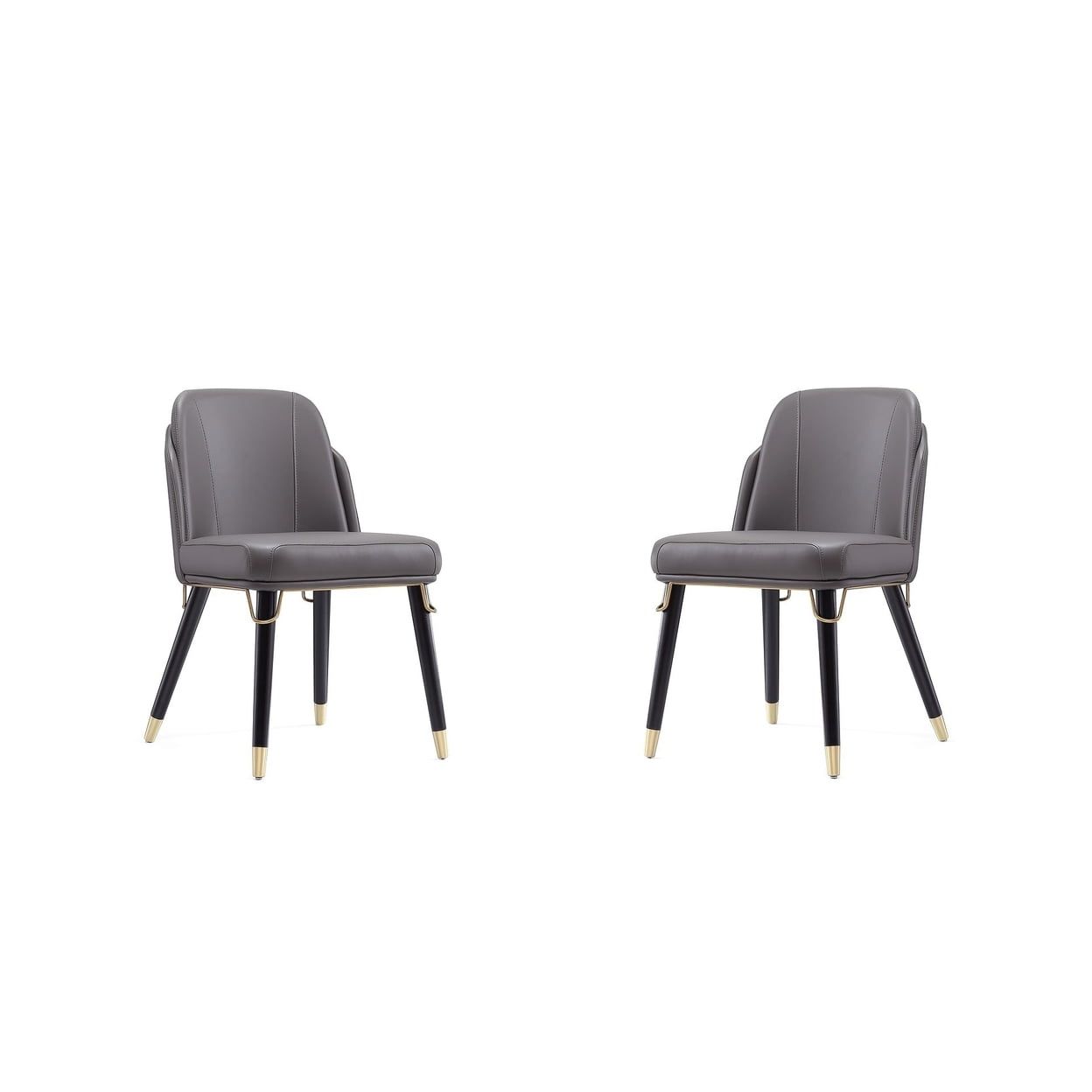 Estelle Pebble and Black Faux Leather Dining Chair Set