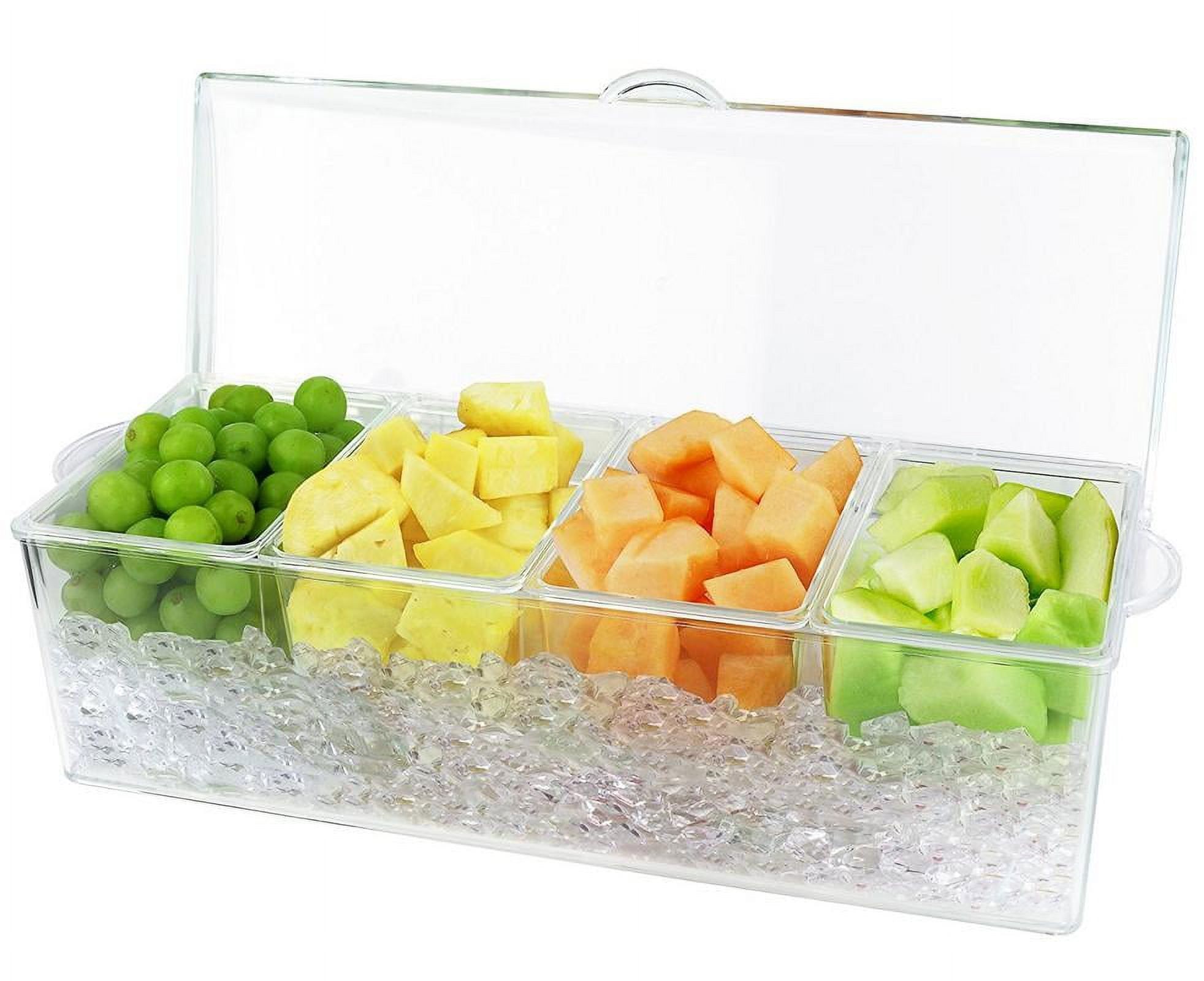 Clear 16 oz Rectangular Acrylic 4-Section Condiment Tray